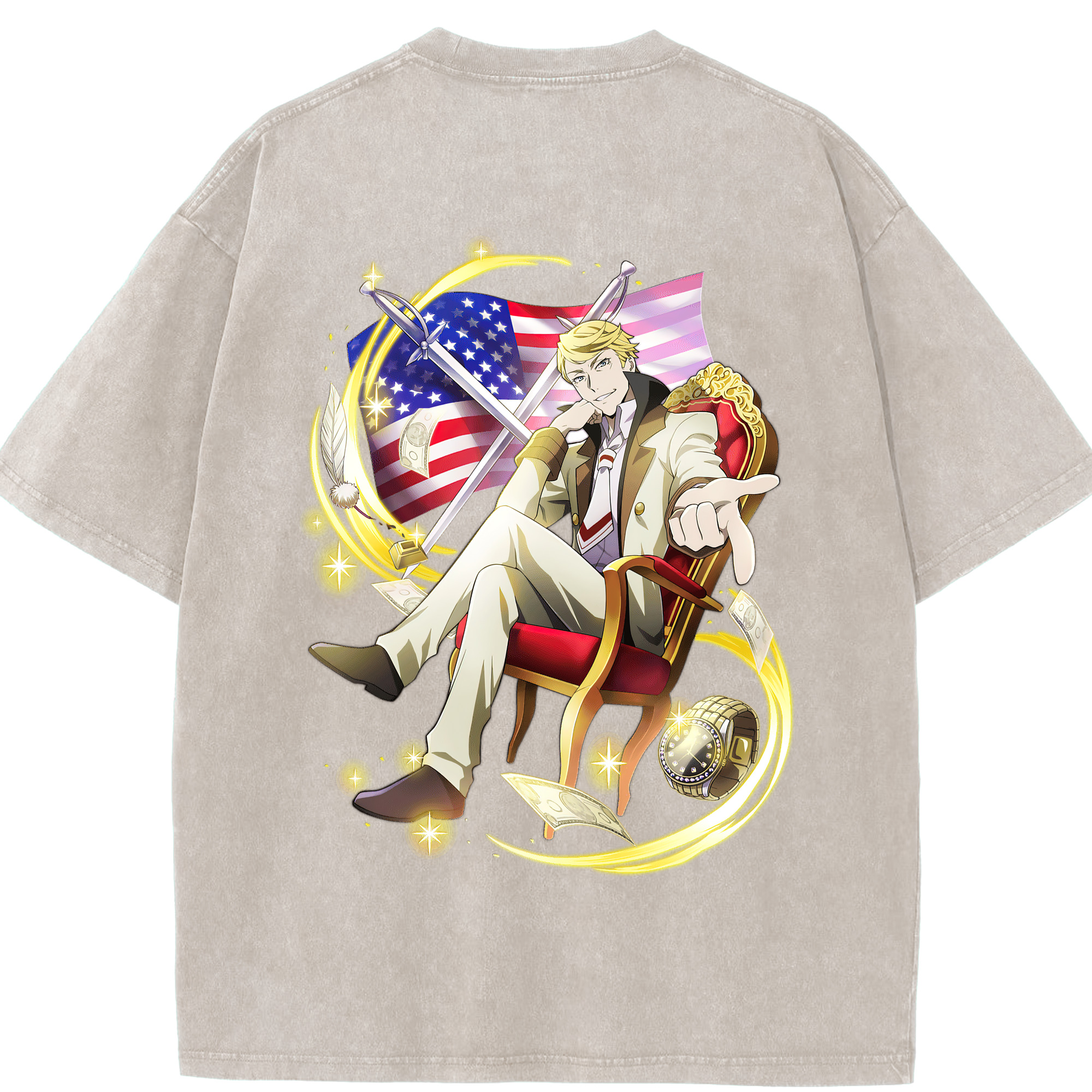 （画像用） 文豪ストレイドッグス Bungo Stray Dogs 綿100% ヴィンテージ風 半袖Tシャツ（背面プリント）