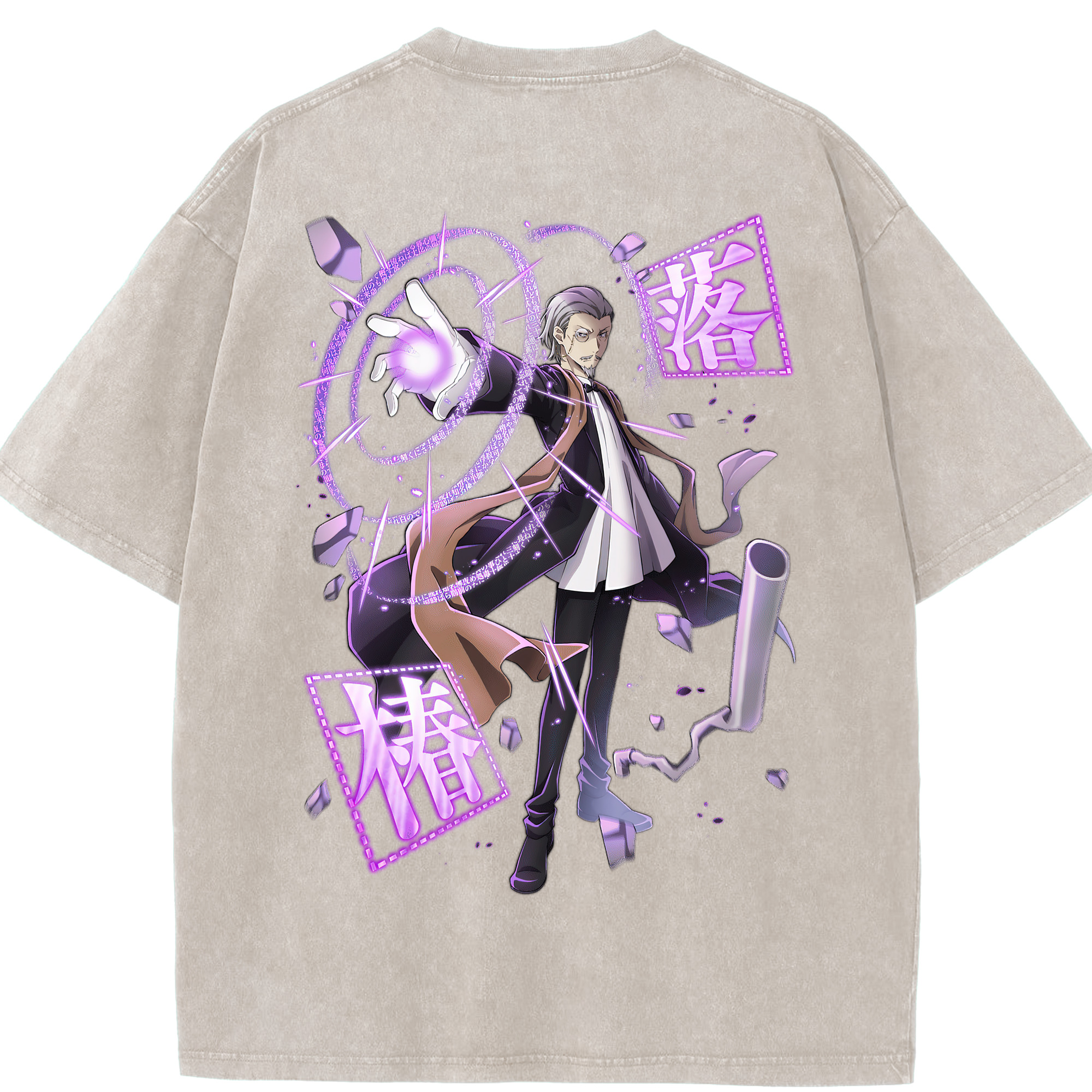 （画像用） 文豪ストレイドッグス Bungo Stray Dogs 綿100% ヴィンテージ風 半袖Tシャツ（背面プリント）