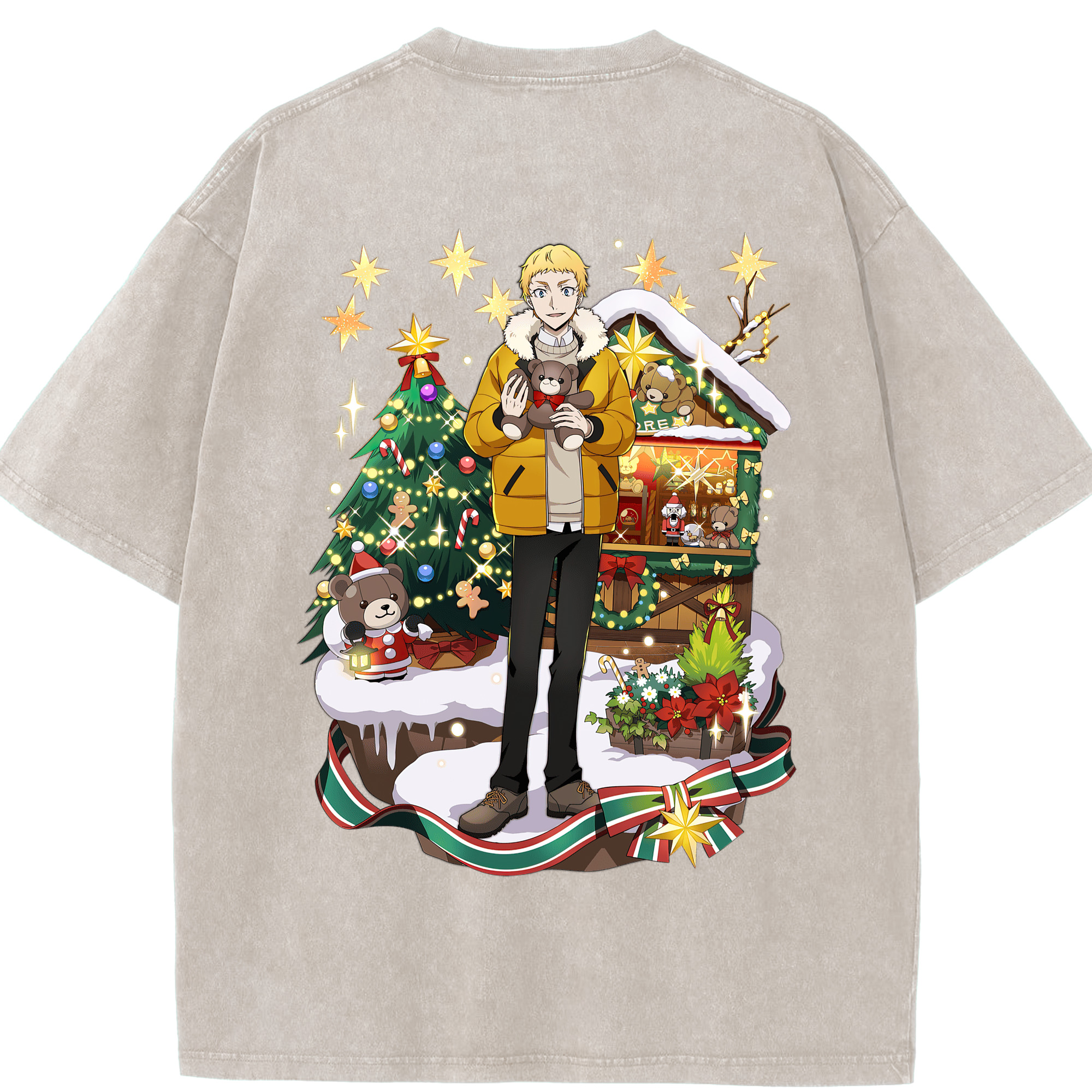 （画像用） 文豪ストレイドッグス Bungo Stray Dogs 綿100% ヴィンテージ風 半袖Tシャツ（背面プリント）