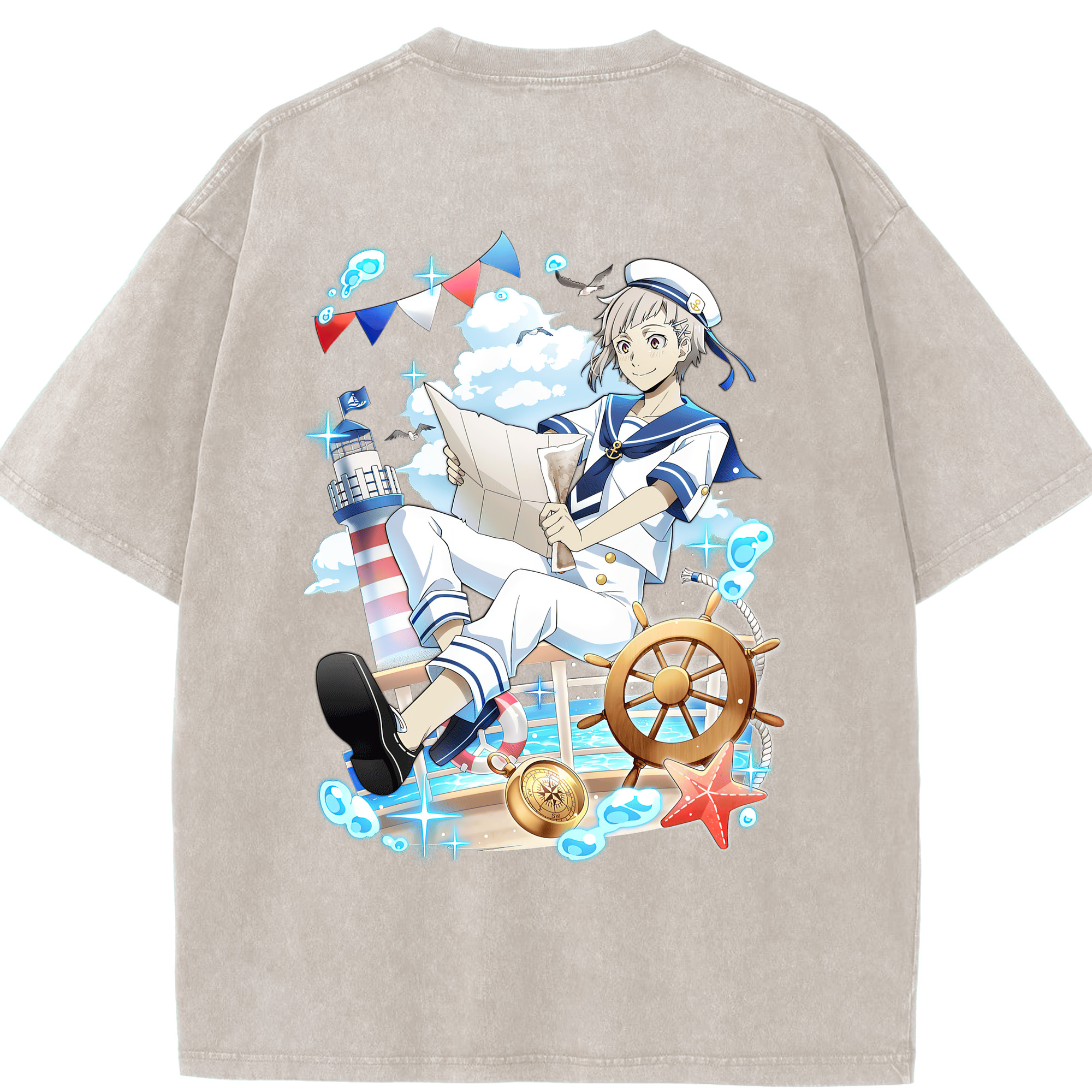 （画像用） 文豪ストレイドッグス Bungo Stray Dogs 綿100% ヴィンテージ風 半袖Tシャツ（背面プリント）
