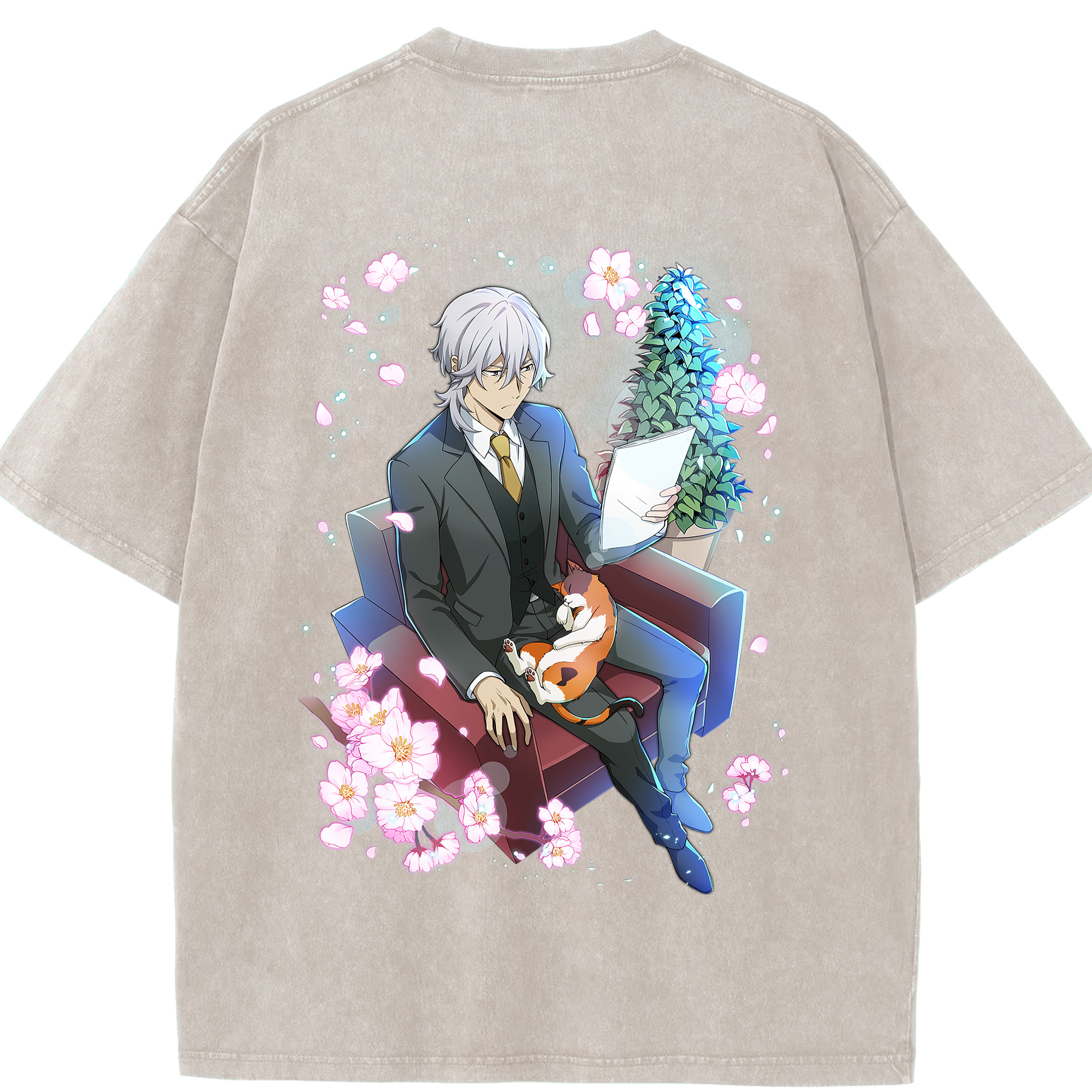 （画像用） 文豪ストレイドッグス Bungo Stray Dogs 綿100% ヴィンテージ風 半袖Tシャツ（背面プリント）