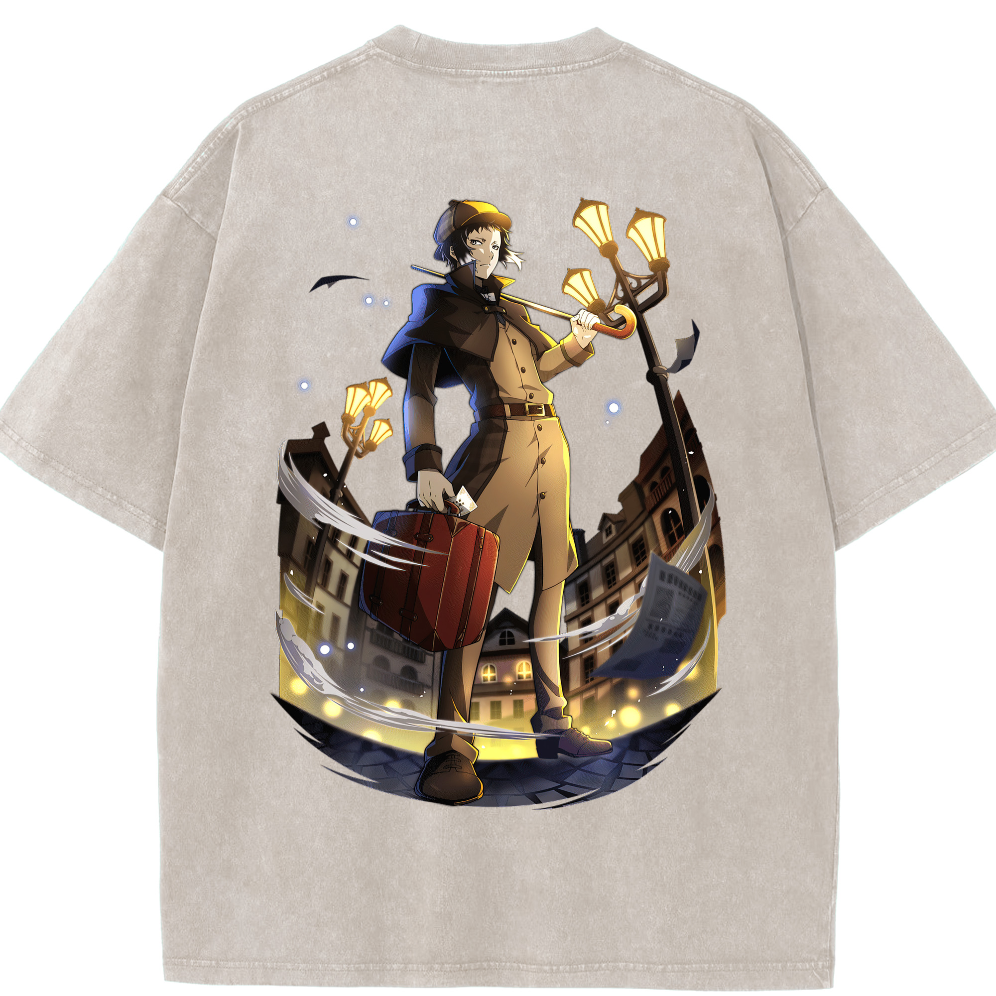 （画像用） 文豪ストレイドッグス Bungo Stray Dogs 綿100% ヴィンテージ風 半袖Tシャツ（背面プリント）