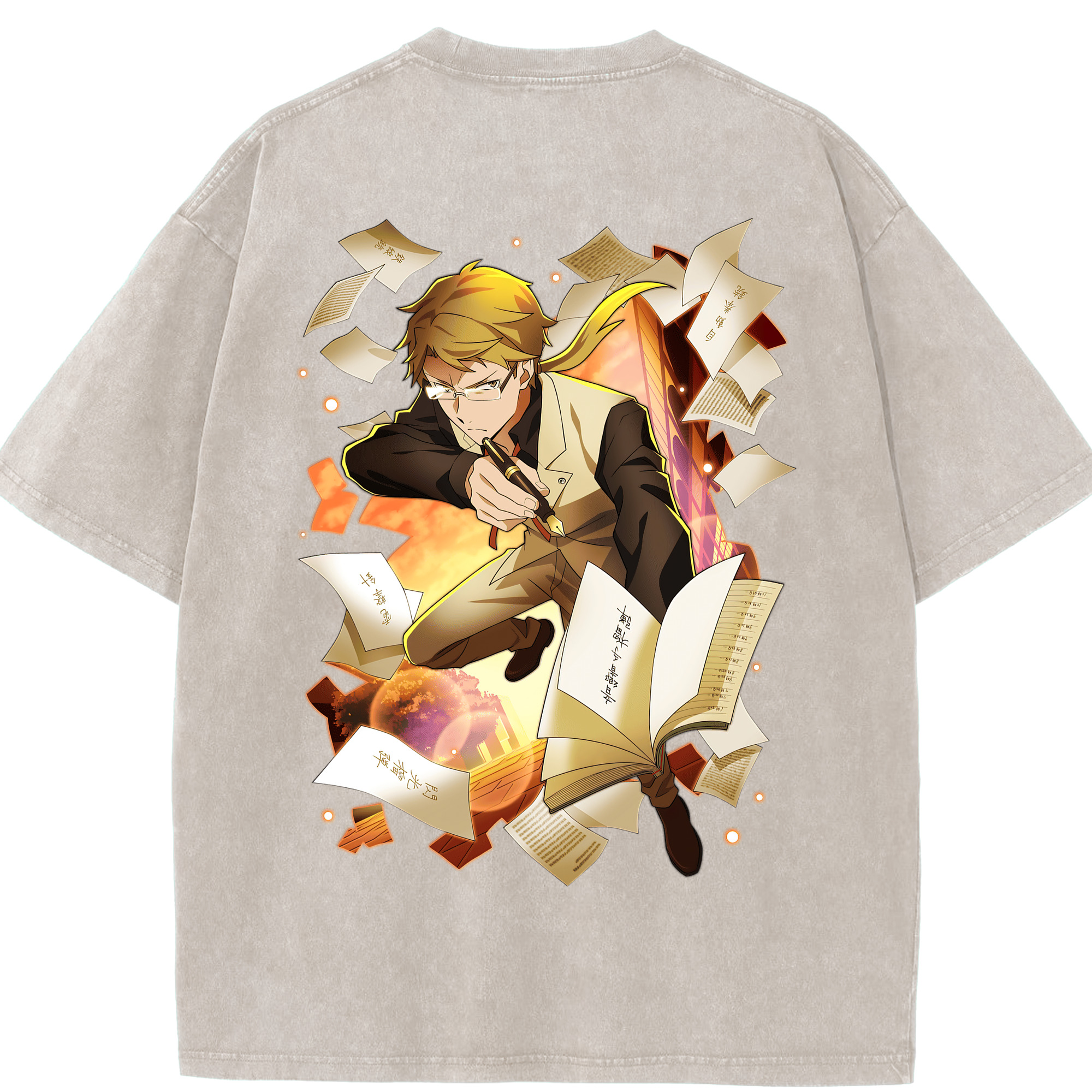 （画像用） 文豪ストレイドッグス Bungo Stray Dogs 綿100% ヴィンテージ風 半袖Tシャツ（背面プリント）