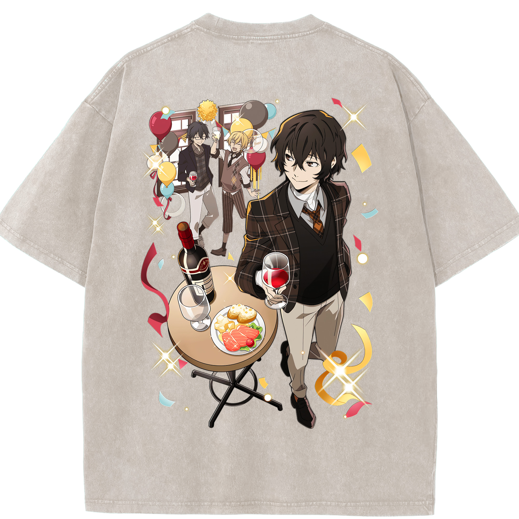 （画像用） 文豪ストレイドッグス Bungo Stray Dogs 綿100% ヴィンテージ風 半袖Tシャツ（背面プリント）