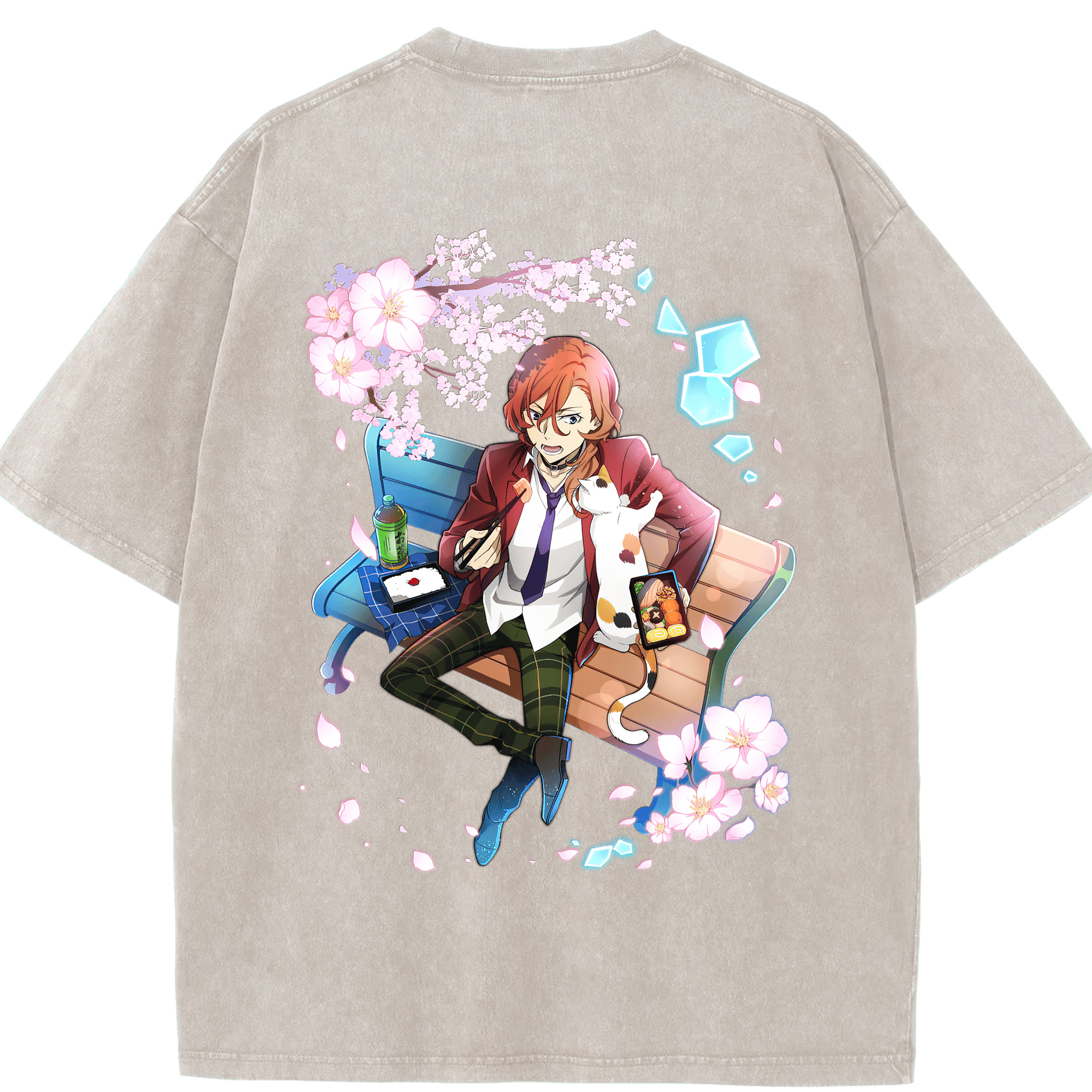 （画像用） 文豪ストレイドッグス Bungo Stray Dogs 綿100% ヴィンテージ風 半袖Tシャツ（背面プリント）