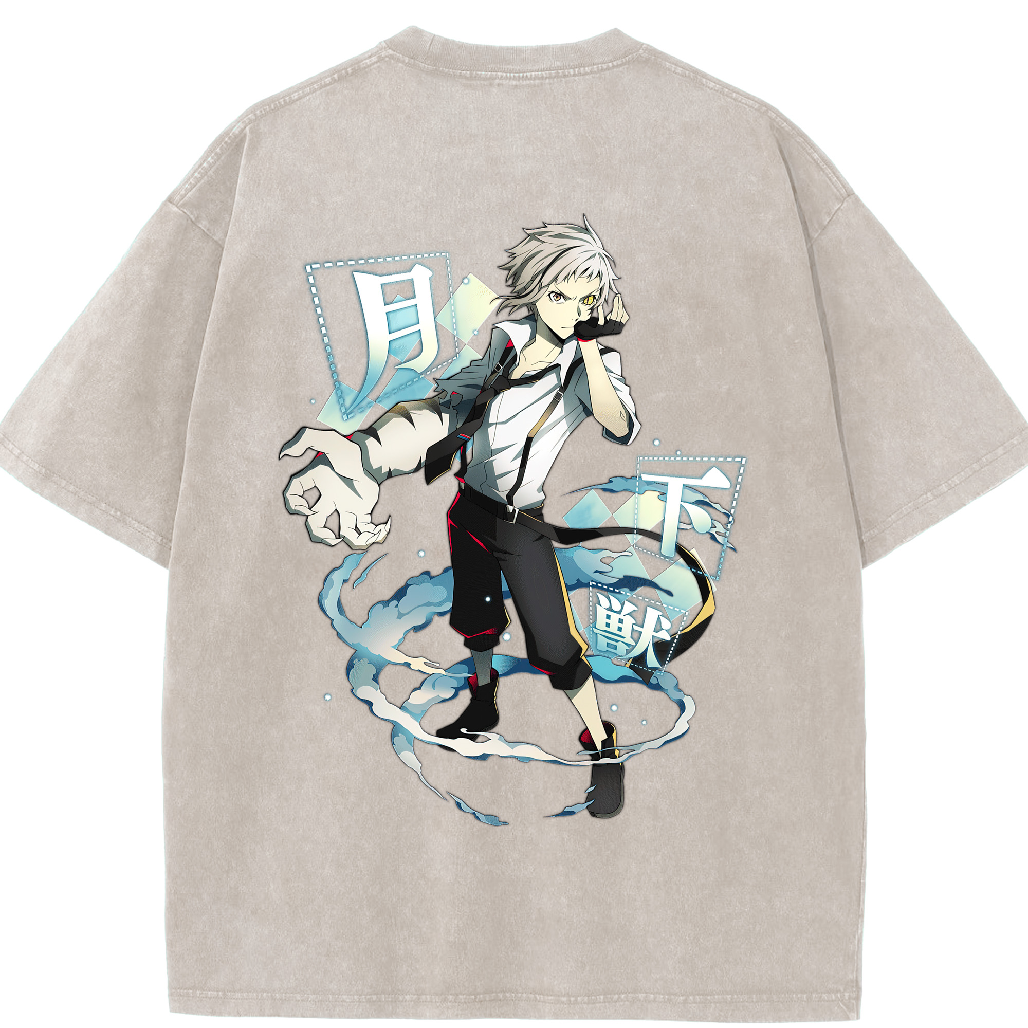 （画像用） 文豪ストレイドッグス Bungo Stray Dogs 綿100% ヴィンテージ風 半袖Tシャツ（背面プリント）