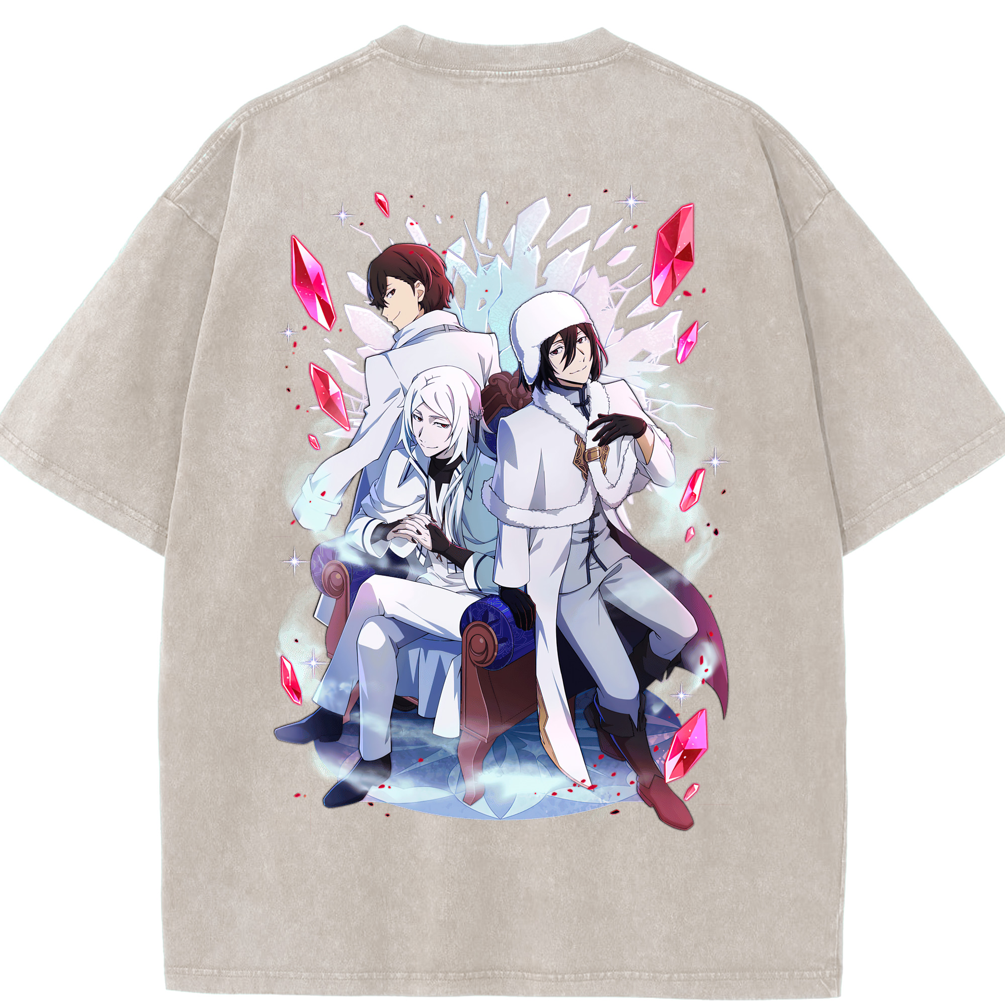 （画像用） 文豪ストレイドッグス Bungo Stray Dogs 綿100% ヴィンテージ風 半袖Tシャツ（背面プリント）