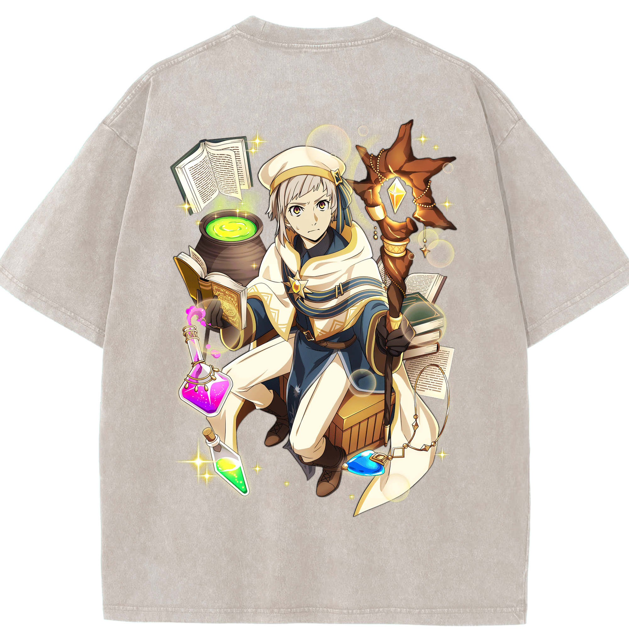 （画像用） 文豪ストレイドッグス Bungo Stray Dogs 綿100% ヴィンテージ風 半袖Tシャツ（背面プリント）
