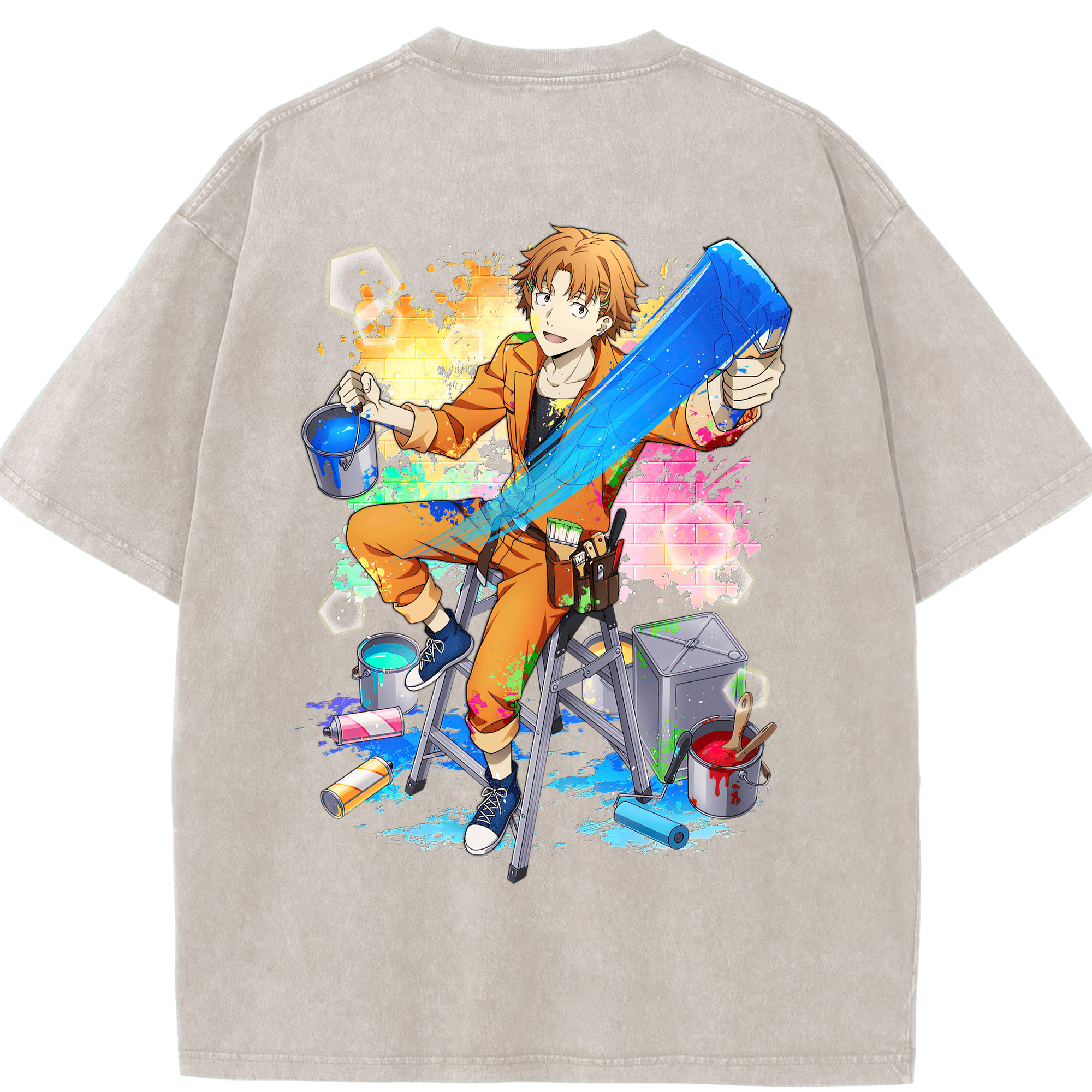 （画像用） 文豪ストレイドッグス Bungo Stray Dogs 綿100% ヴィンテージ風 半袖Tシャツ（背面プリント）