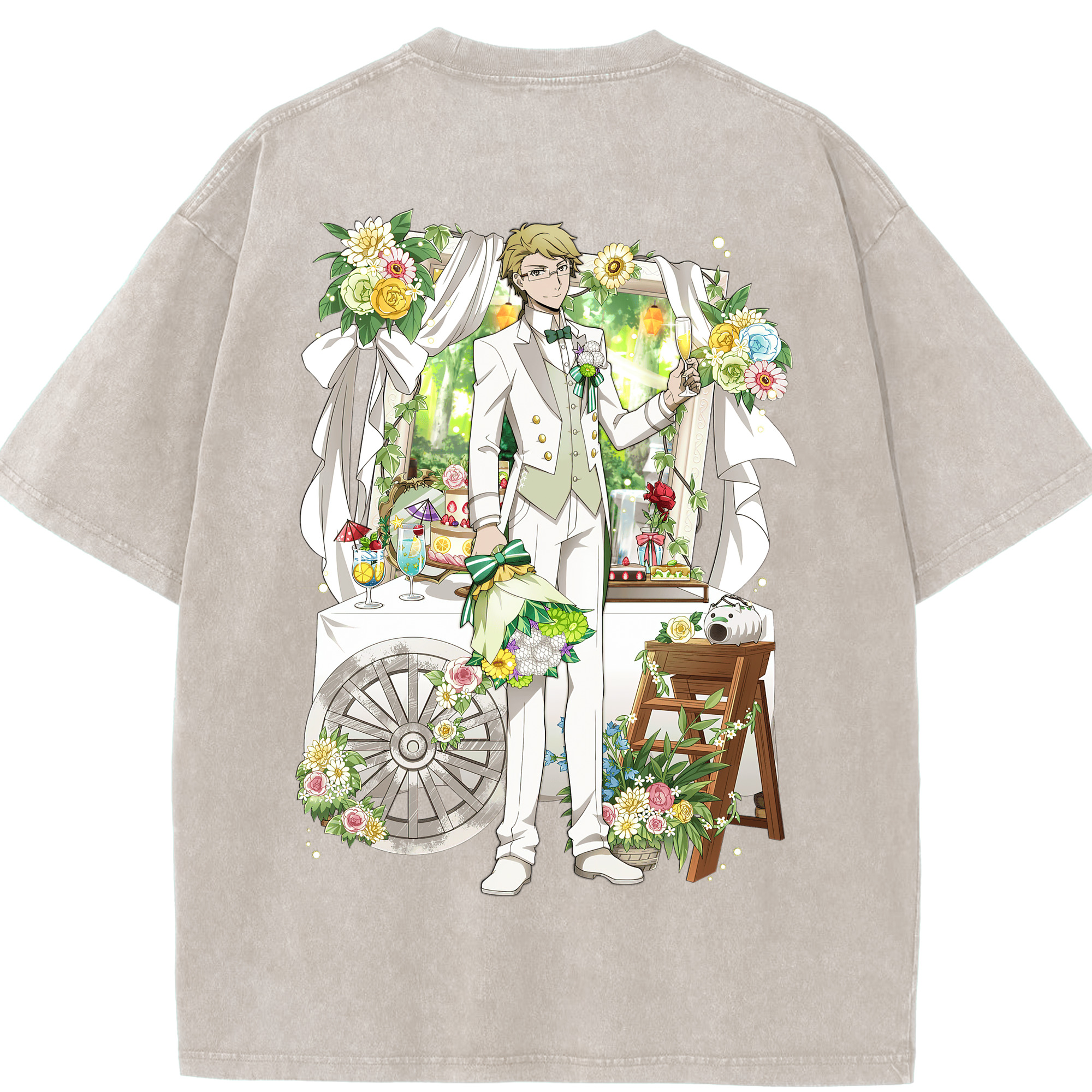 （画像用） 文豪ストレイドッグス Bungo Stray Dogs 綿100% ヴィンテージ風 半袖Tシャツ（背面プリント）