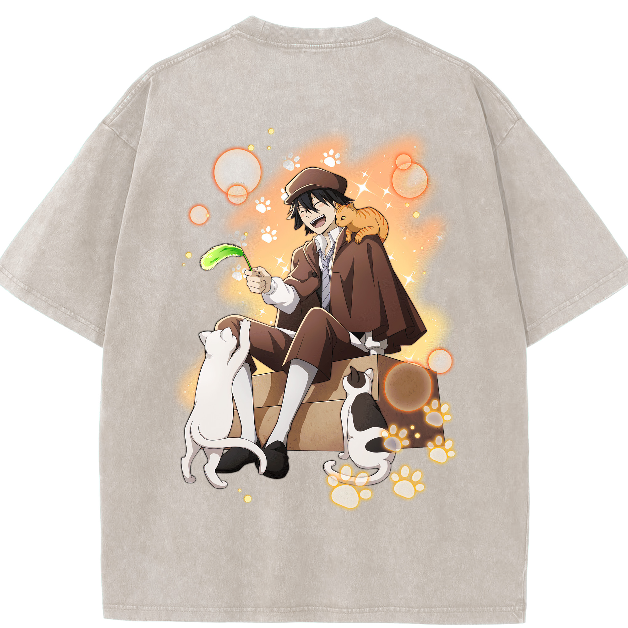 （画像用） 文豪ストレイドッグス Bungo Stray Dogs 綿100% ヴィンテージ風 半袖Tシャツ（背面プリント）