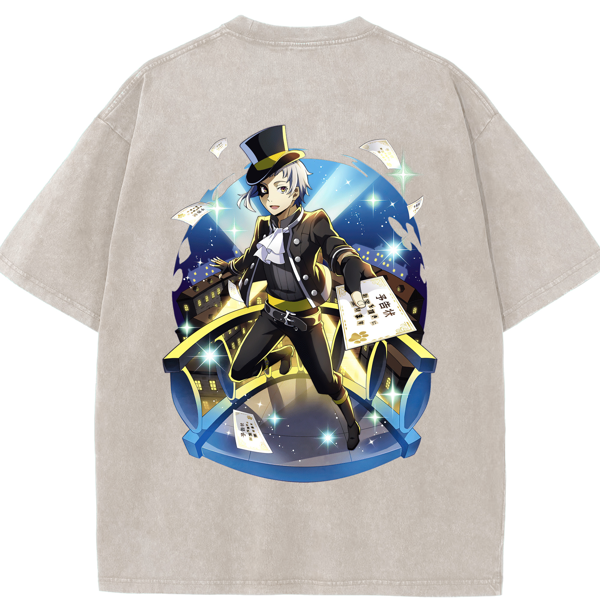 （画像用） 文豪ストレイドッグス Bungo Stray Dogs 綿100% ヴィンテージ風 半袖Tシャツ（背面プリント）