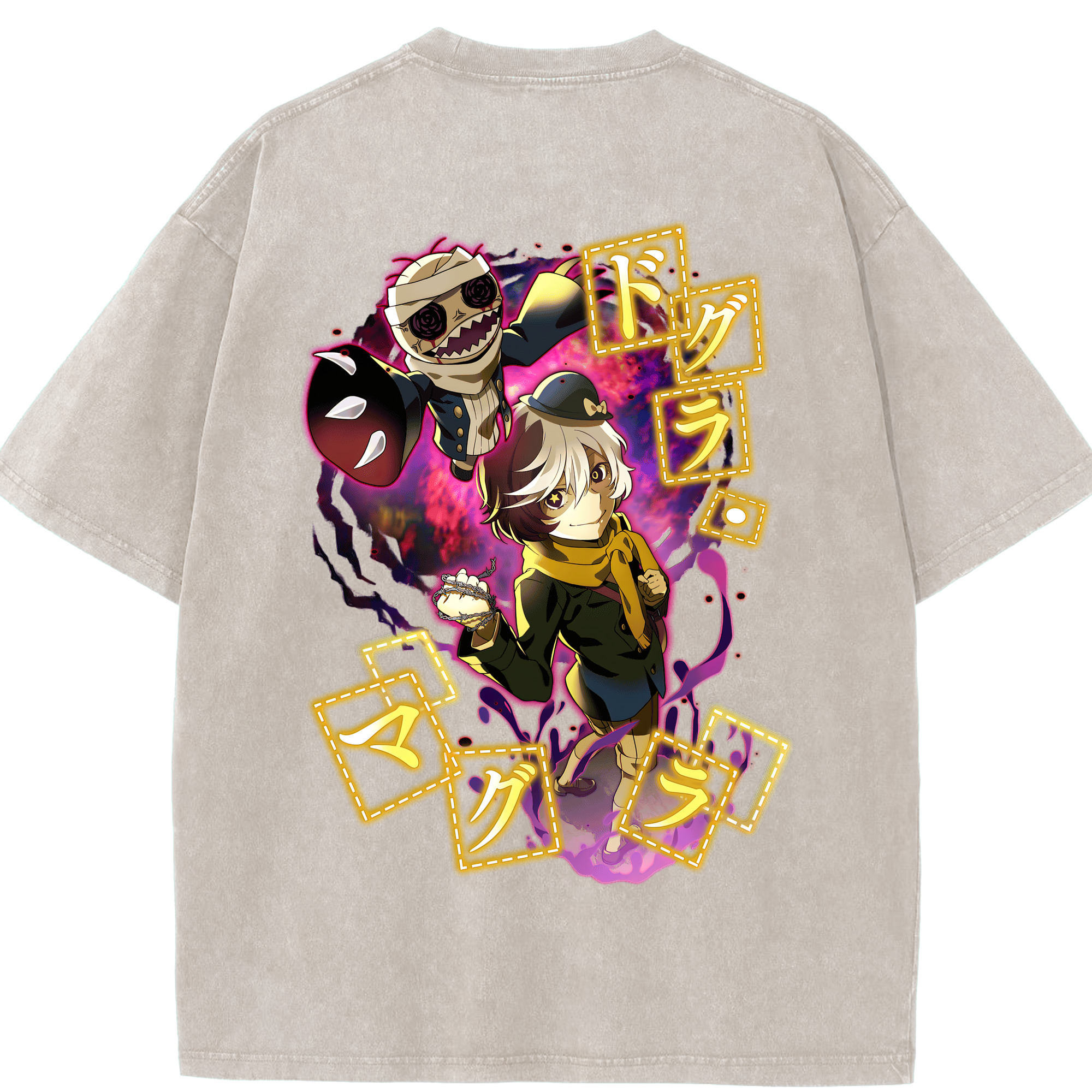 （画像用） 文豪ストレイドッグス Bungo Stray Dogs 綿100% ヴィンテージ風 半袖Tシャツ（背面プリント）