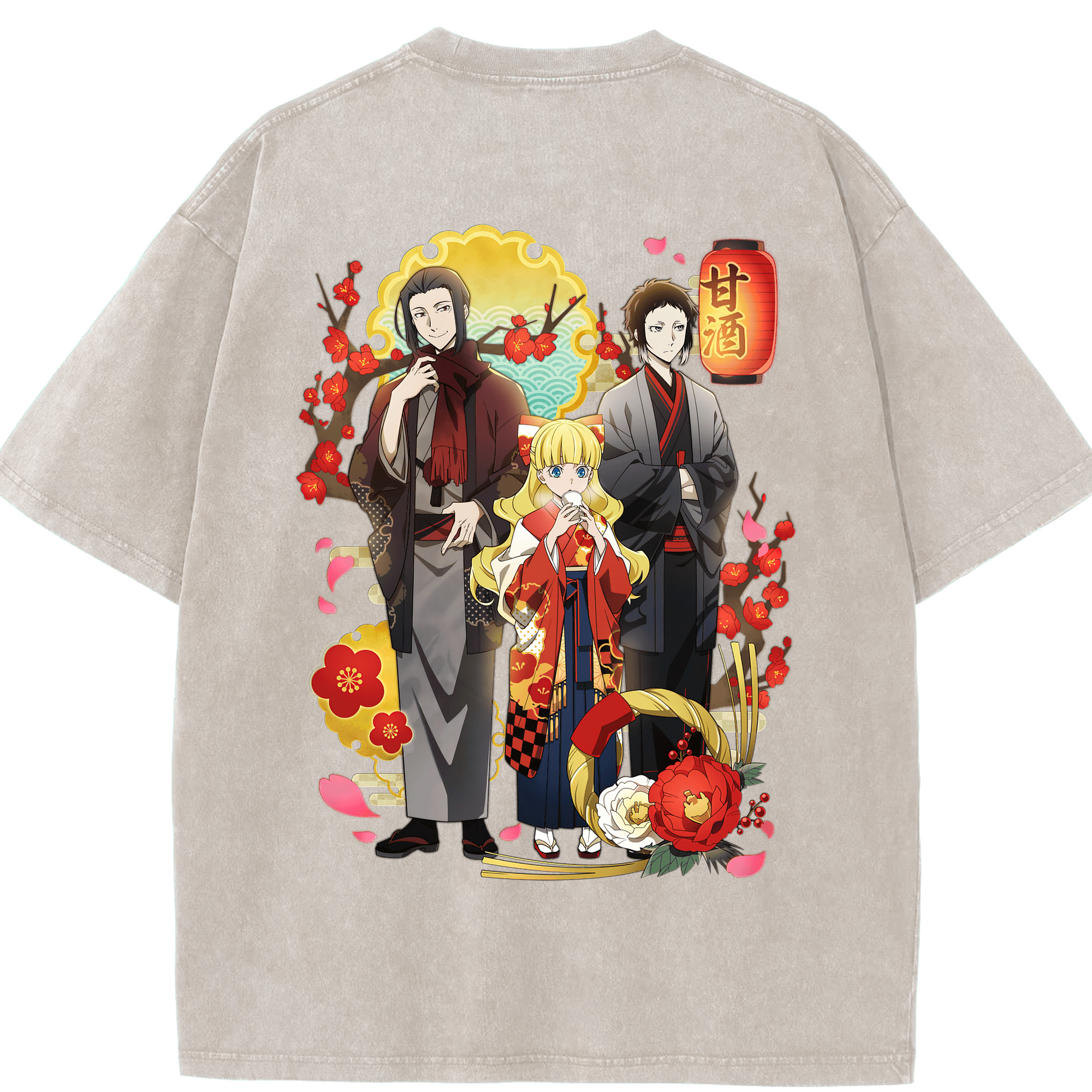 （画像用） 文豪ストレイドッグス Bungo Stray Dogs 綿100% ヴィンテージ風 半袖Tシャツ（背面プリント）
