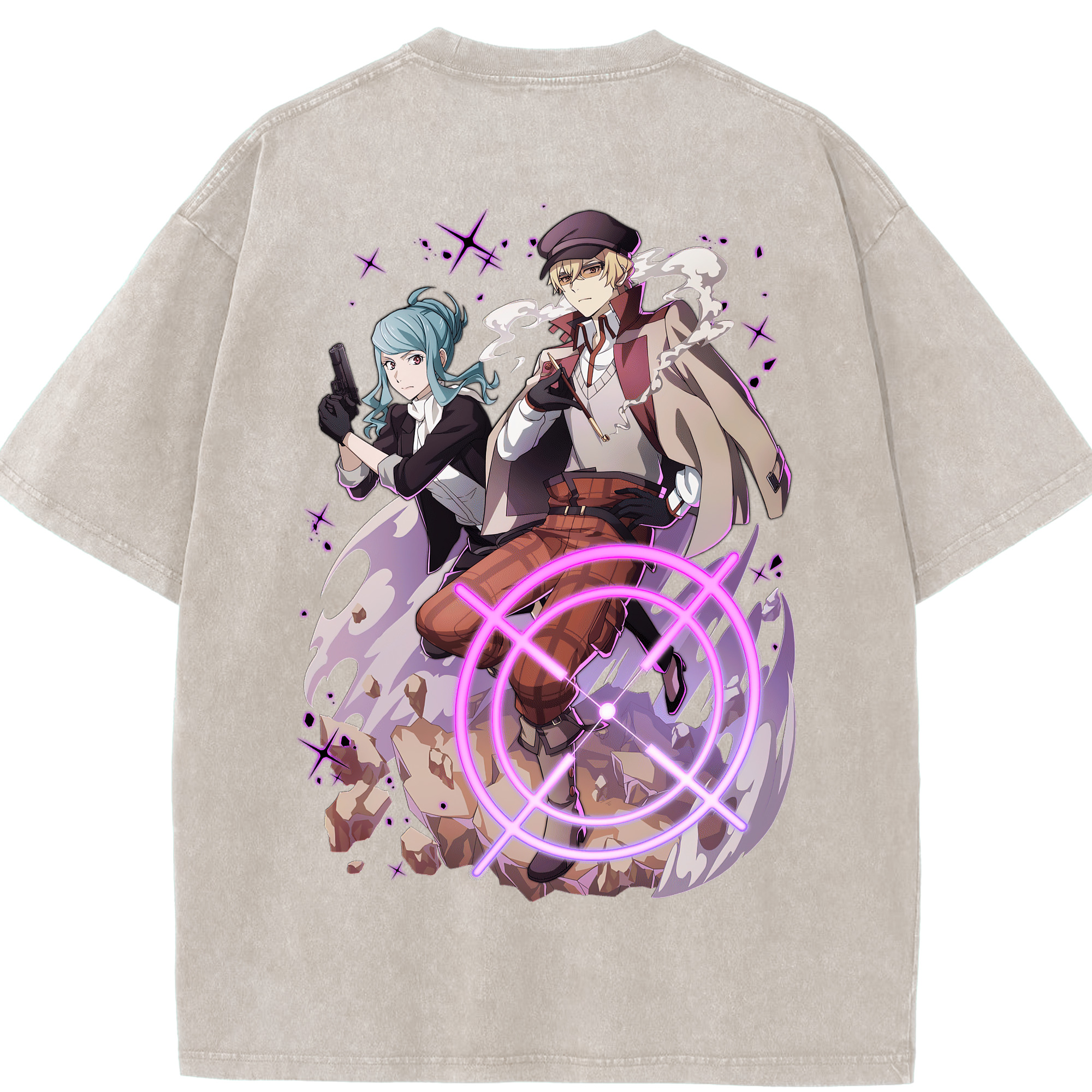 （画像用） 文豪ストレイドッグス Bungo Stray Dogs 綿100% ヴィンテージ風 半袖Tシャツ（背面プリント）
