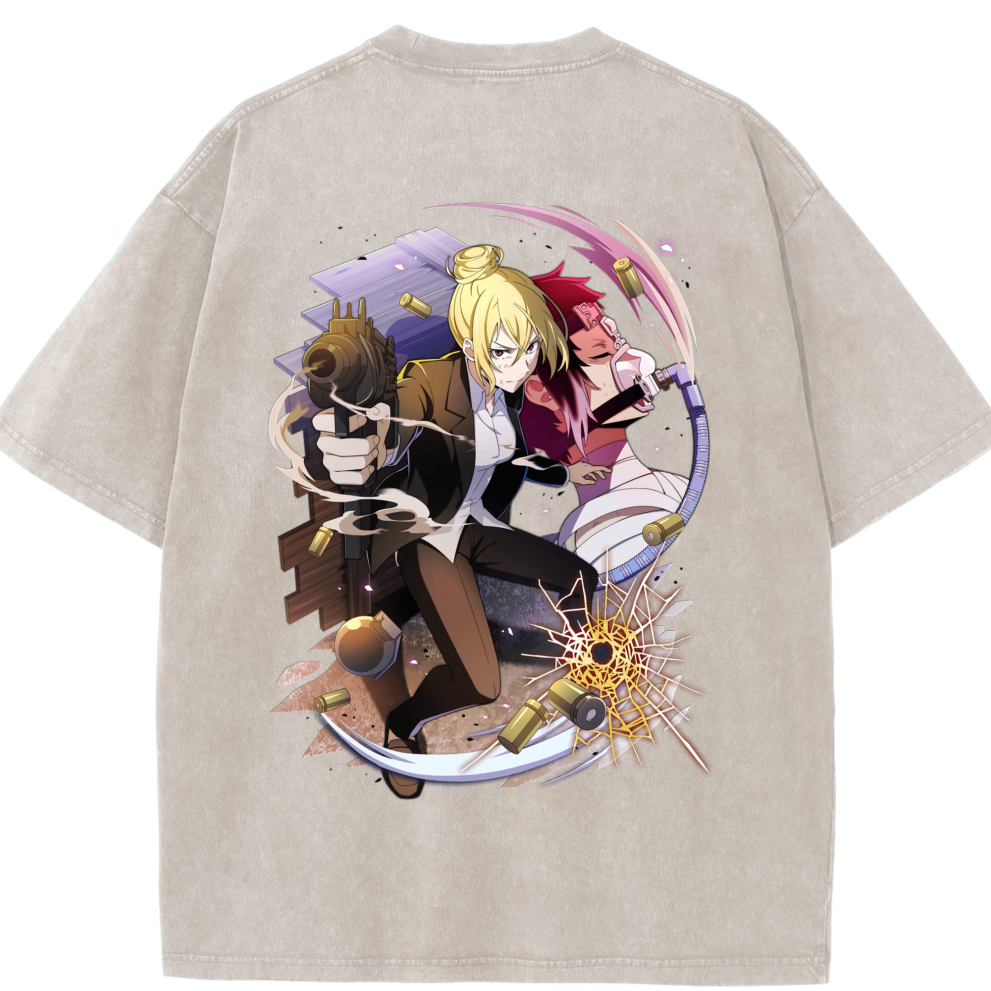 （画像用） 文豪ストレイドッグス Bungo Stray Dogs 綿100% ヴィンテージ風 半袖Tシャツ（背面プリント）