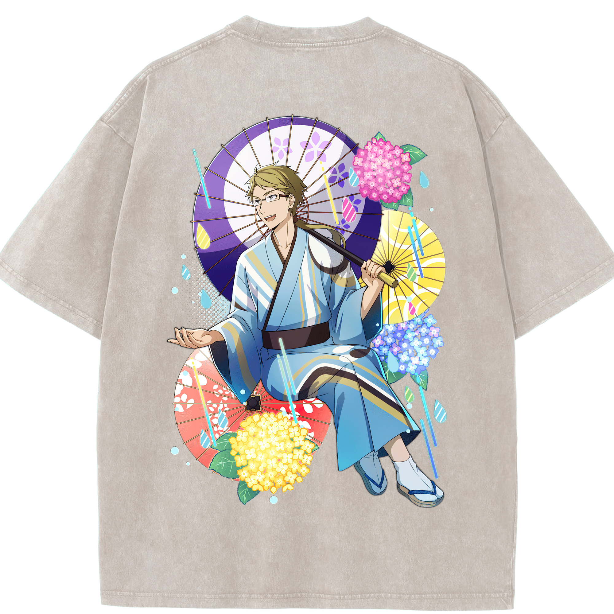 （画像用） 文豪ストレイドッグス Bungo Stray Dogs 綿100% ヴィンテージ風 半袖Tシャツ（背面プリント）