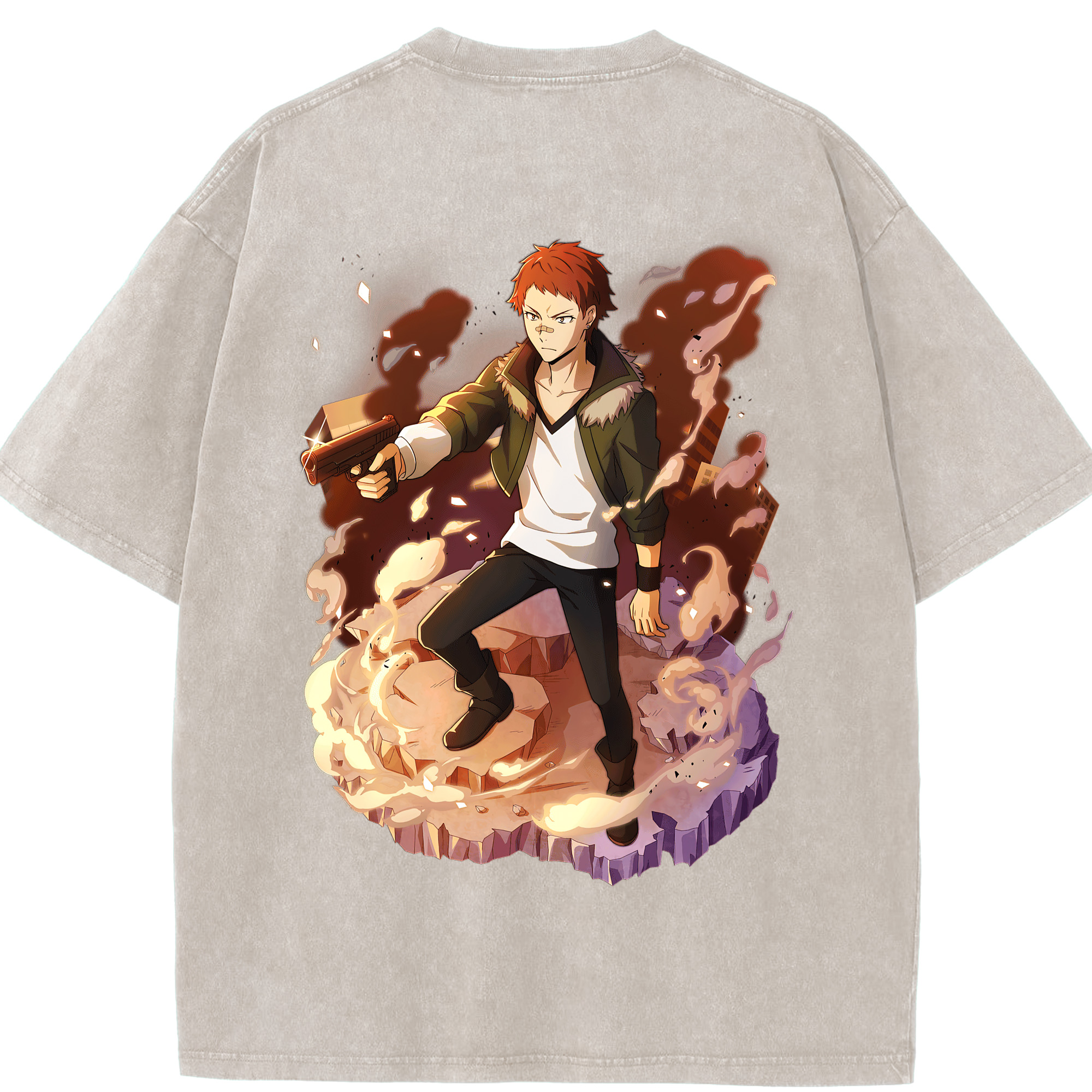 （画像用） 文豪ストレイドッグス Bungo Stray Dogs 綿100% ヴィンテージ風 半袖Tシャツ（背面プリント）