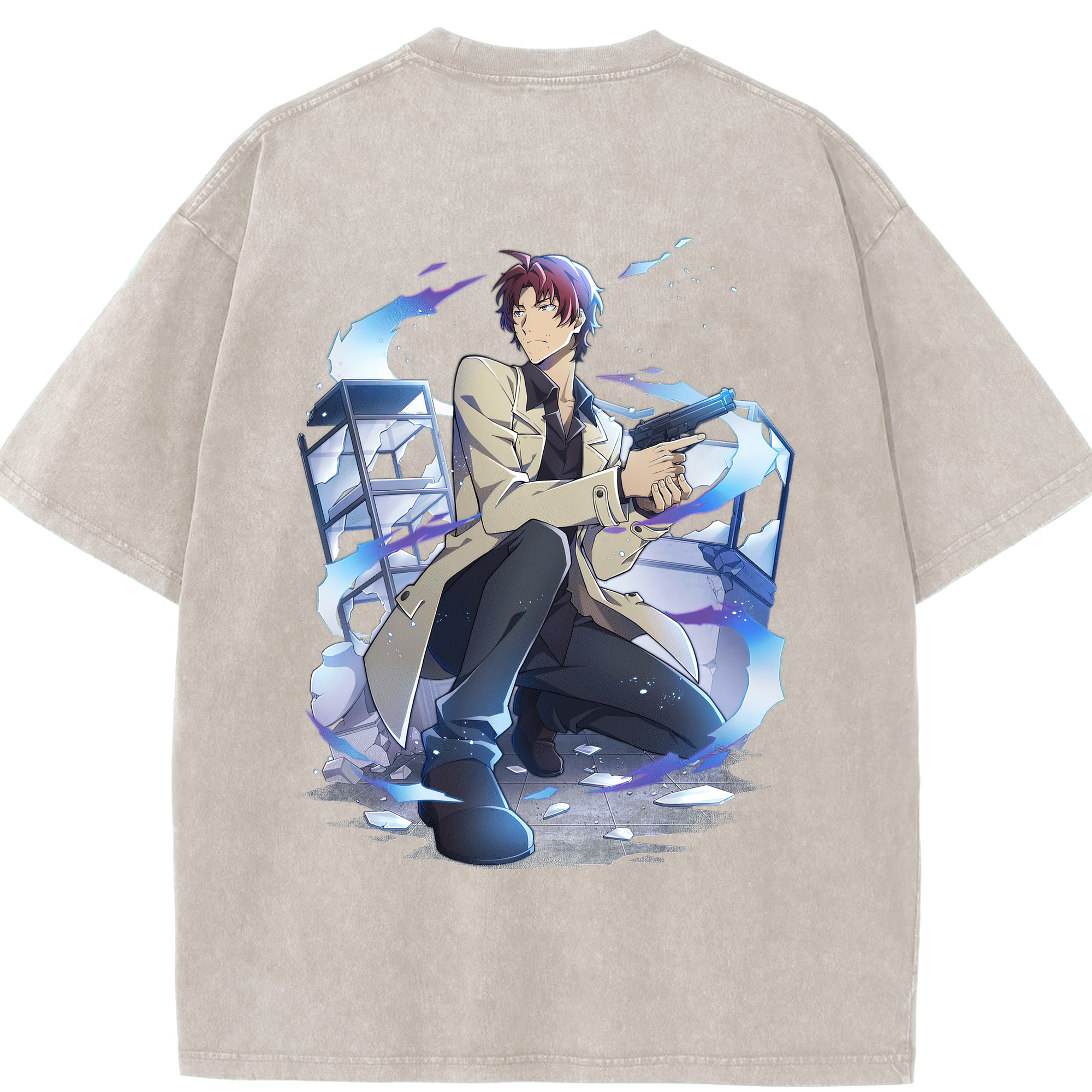 （画像用） 文豪ストレイドッグス Bungo Stray Dogs 綿100% ヴィンテージ風 半袖Tシャツ（背面プリント）