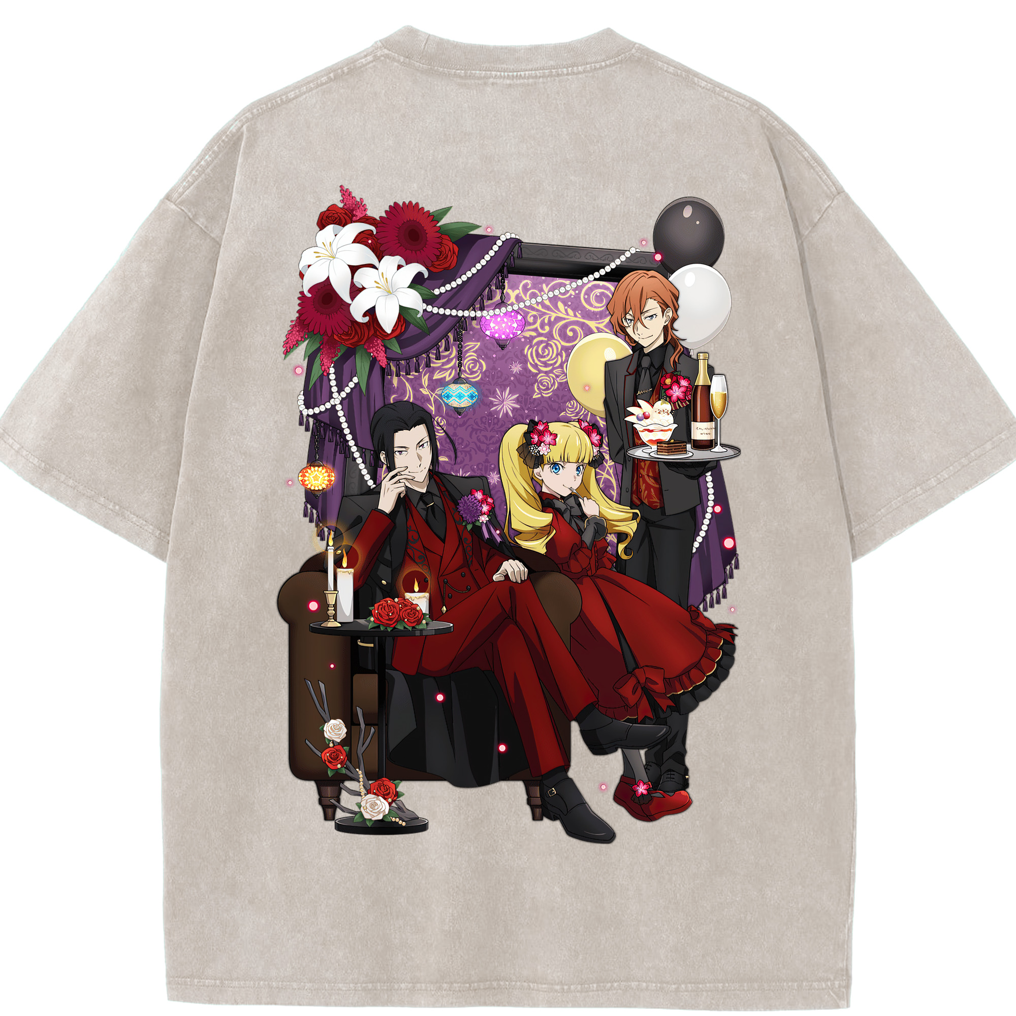 （画像用） 文豪ストレイドッグス Bungo Stray Dogs 綿100% ヴィンテージ風 半袖Tシャツ（背面プリント）
