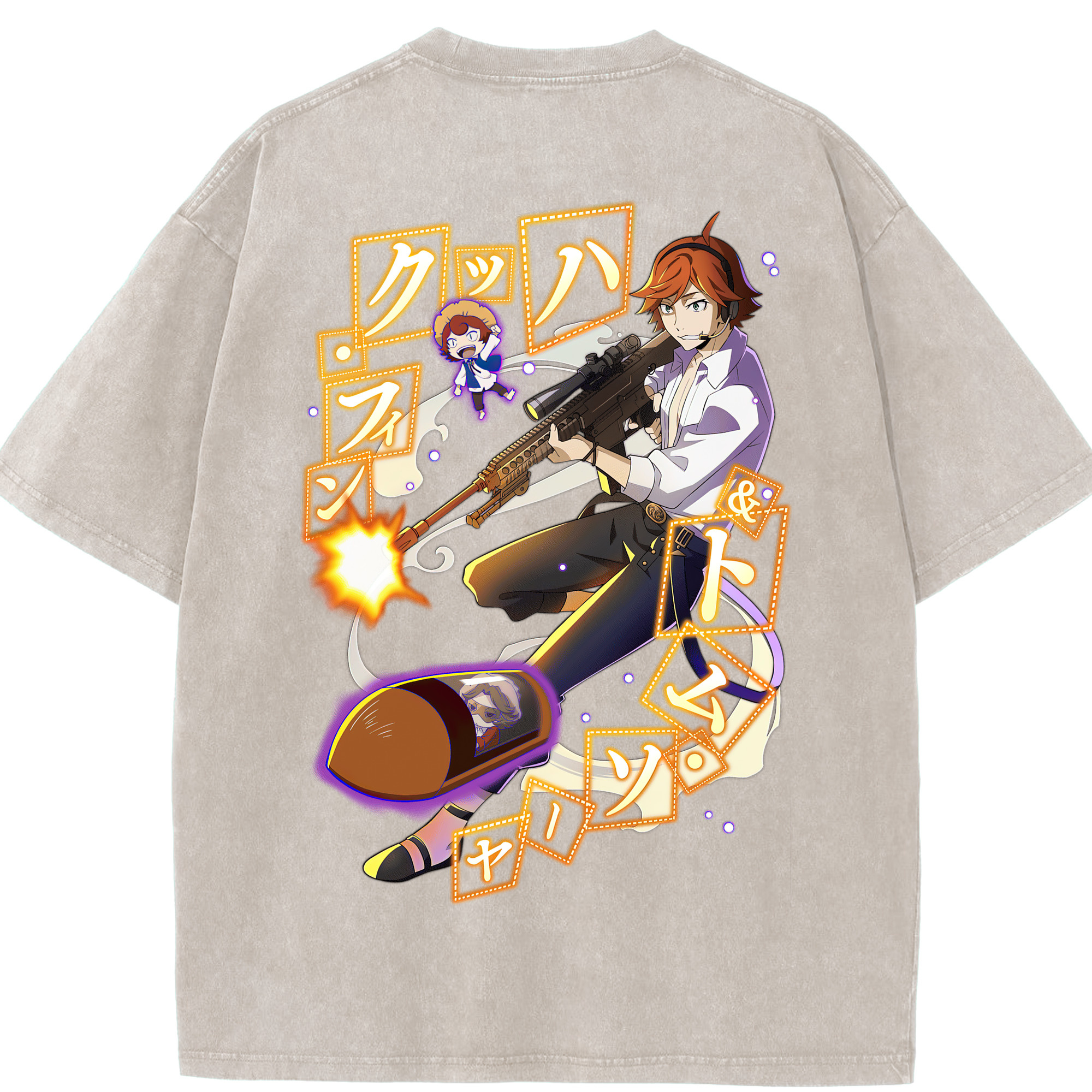 （画像用） 文豪ストレイドッグス Bungo Stray Dogs 綿100% ヴィンテージ風 半袖Tシャツ（背面プリント）