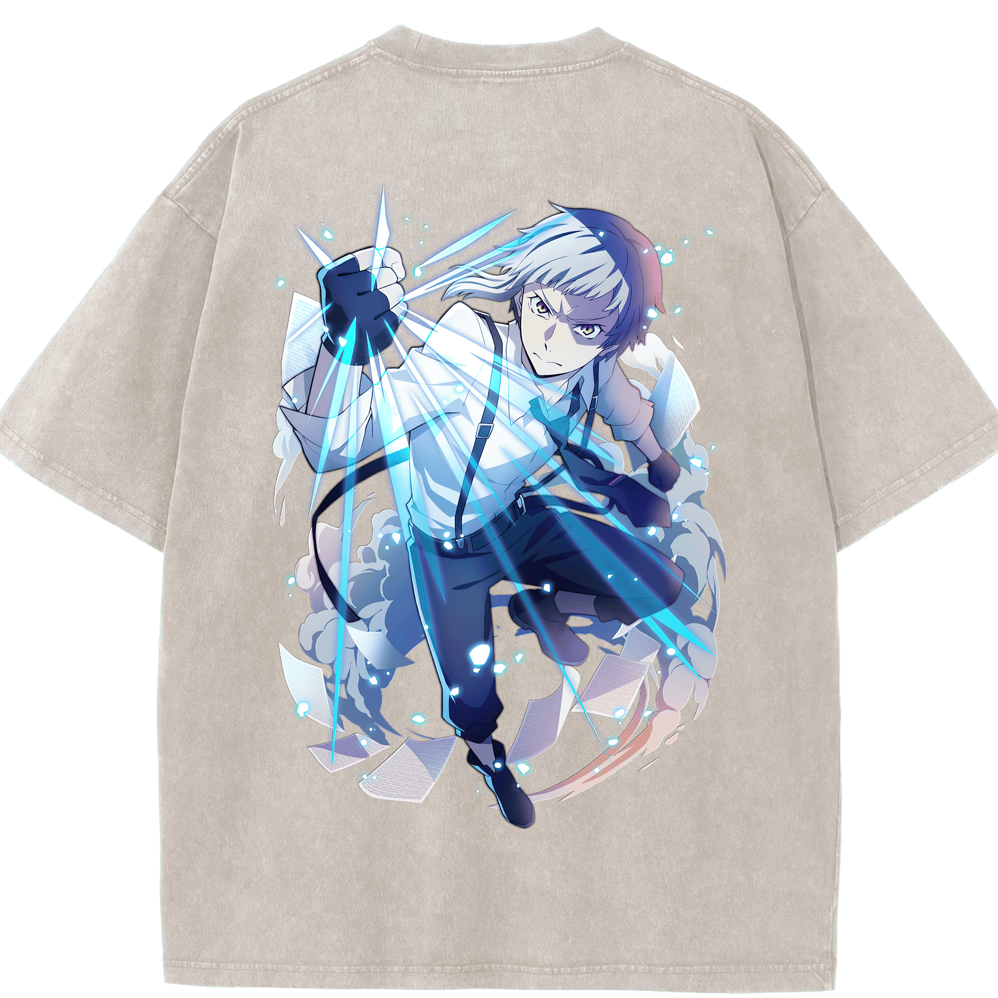（画像用） 文豪ストレイドッグス Bungo Stray Dogs 綿100% ヴィンテージ風 半袖Tシャツ（背面プリント）