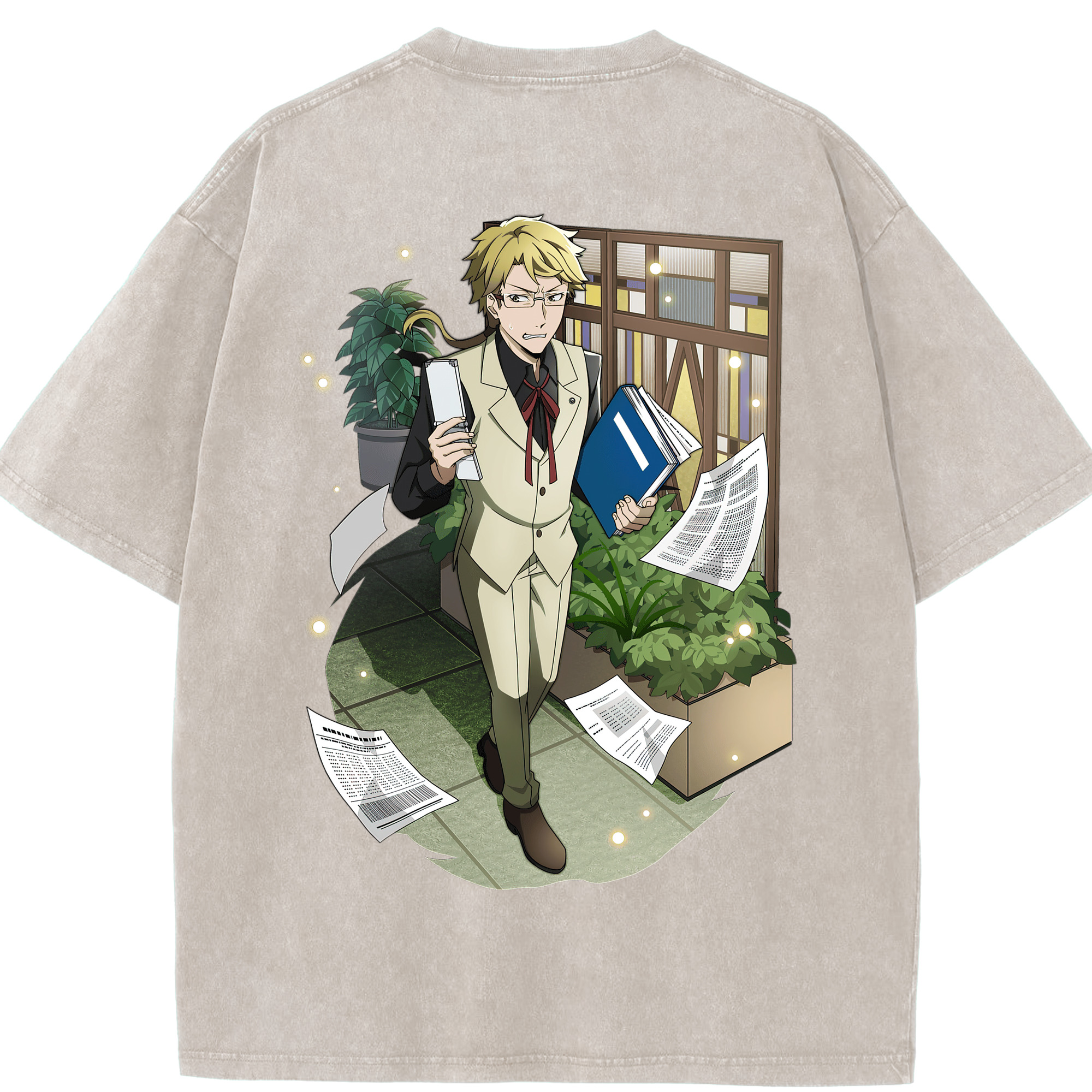 （画像用） 文豪ストレイドッグス Bungo Stray Dogs 綿100% ヴィンテージ風 半袖Tシャツ（背面プリント）