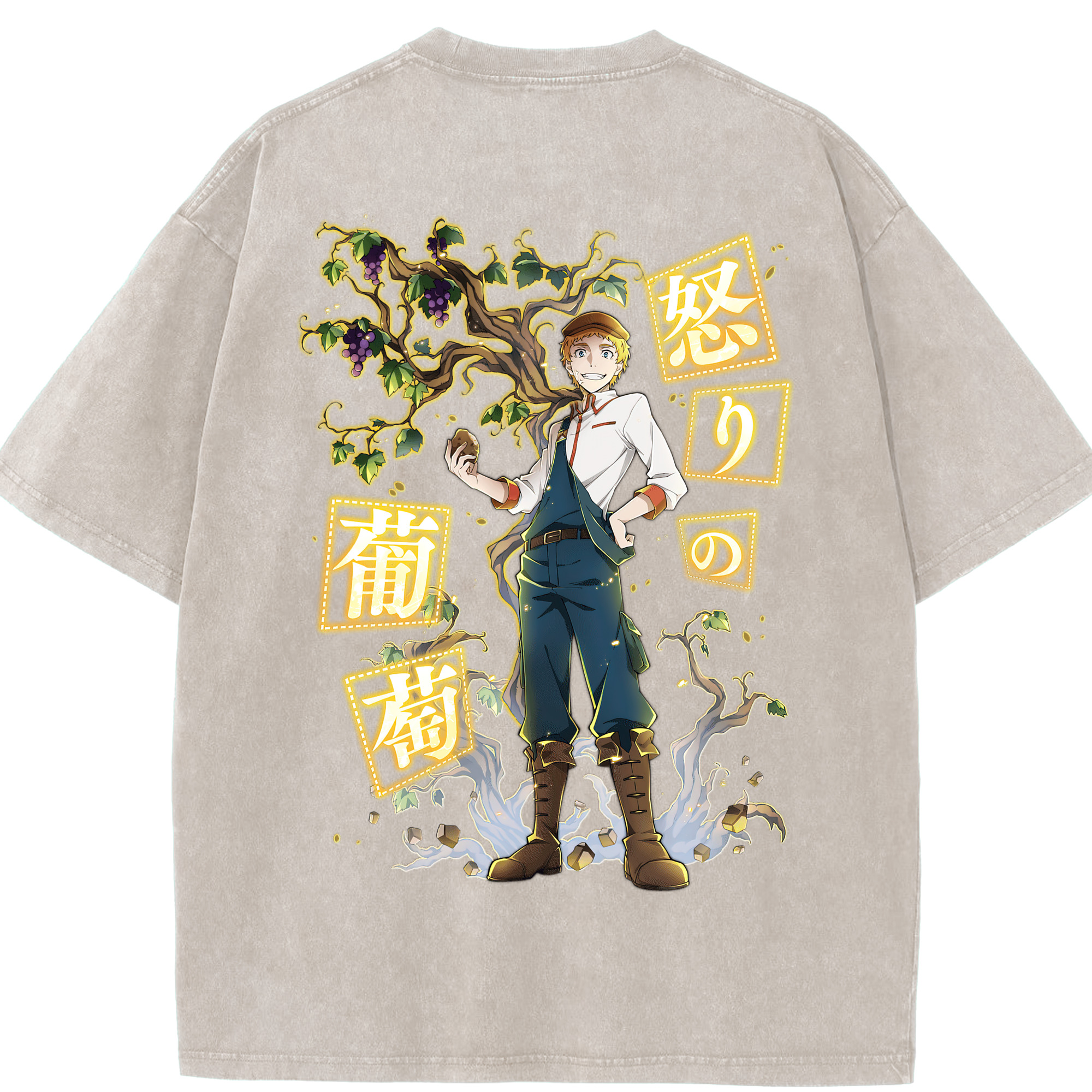 （画像用） 文豪ストレイドッグス Bungo Stray Dogs 綿100% ヴィンテージ風 半袖Tシャツ（背面プリント）