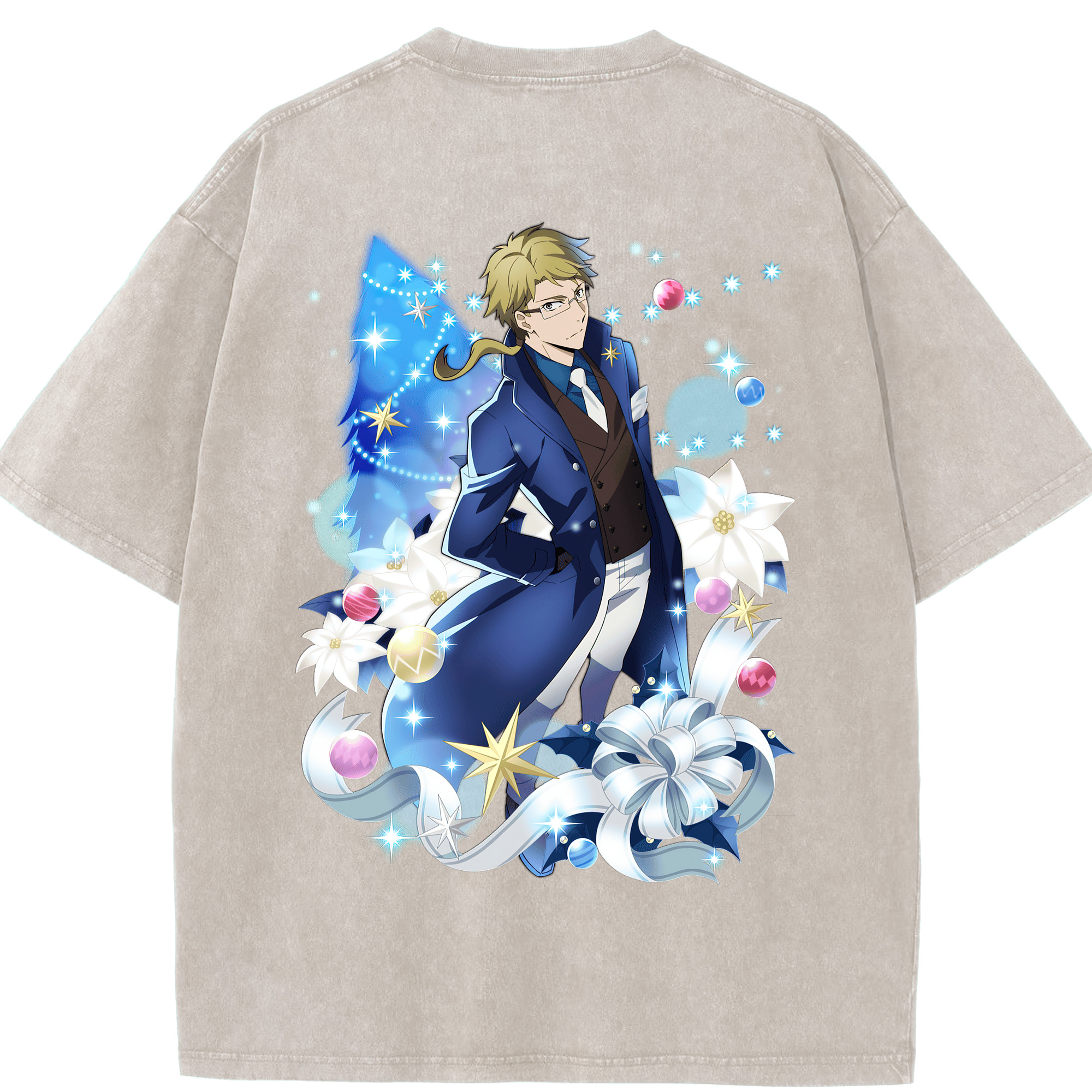 （画像用） 文豪ストレイドッグス Bungo Stray Dogs 綿100% ヴィンテージ風 半袖Tシャツ（背面プリント）