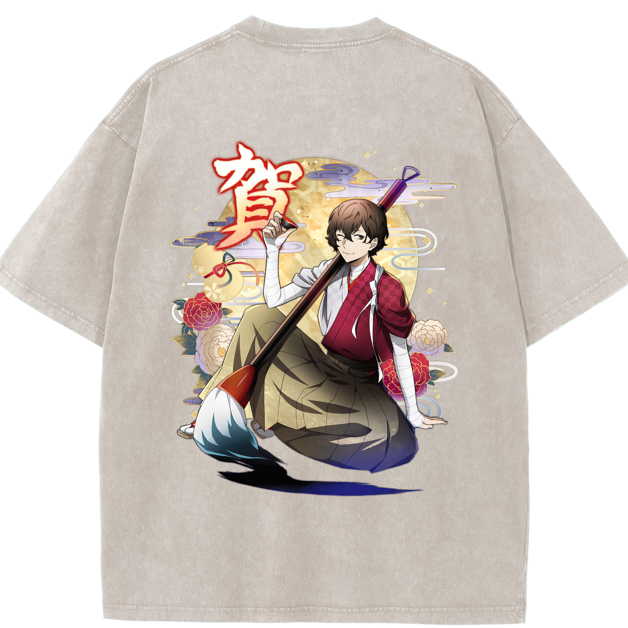 （画像用） 文豪ストレイドッグス Bungo Stray Dogs 綿100% ヴィンテージ風 半袖Tシャツ（背面プリント）