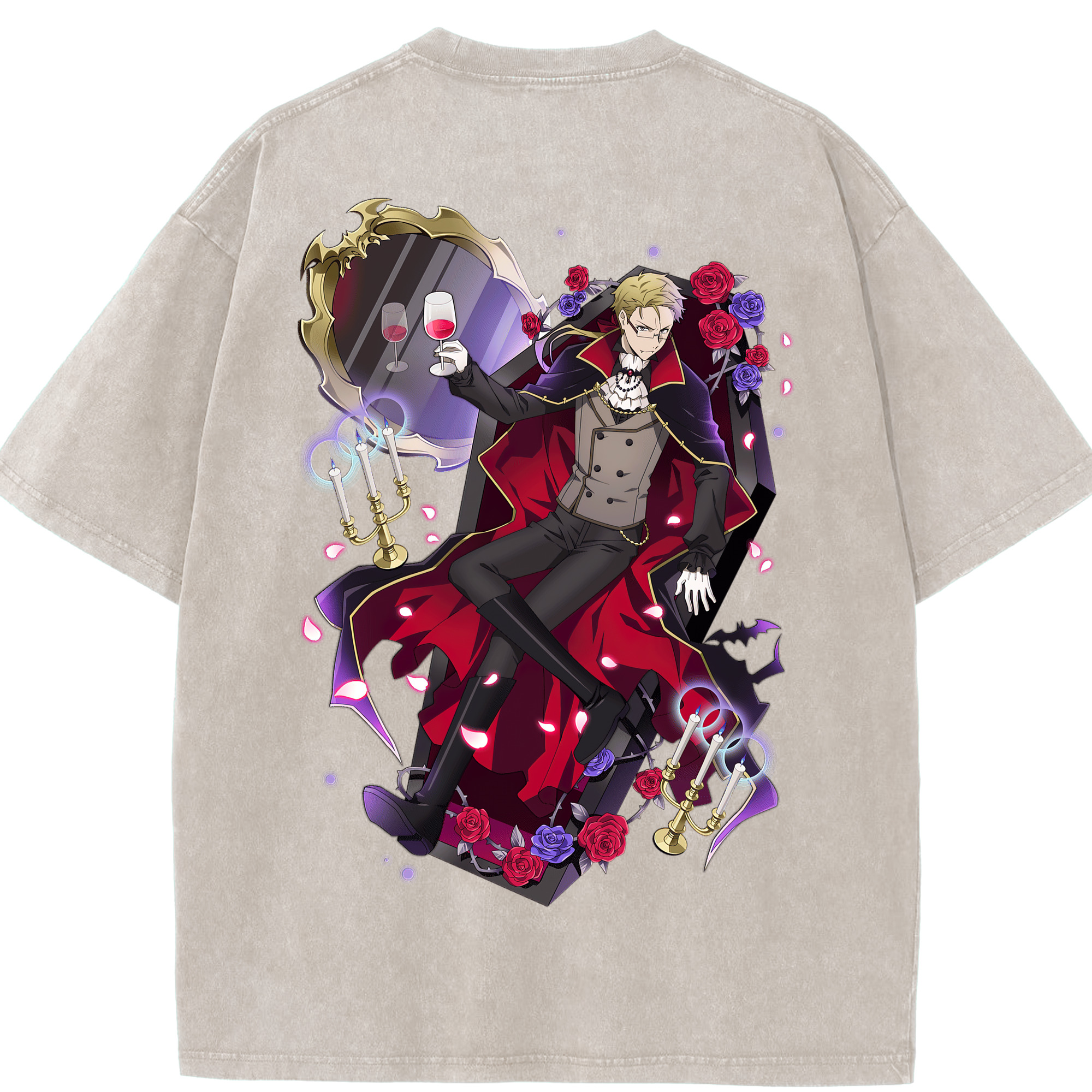 （画像用） 文豪ストレイドッグス Bungo Stray Dogs 綿100% ヴィンテージ風 半袖Tシャツ（背面プリント）