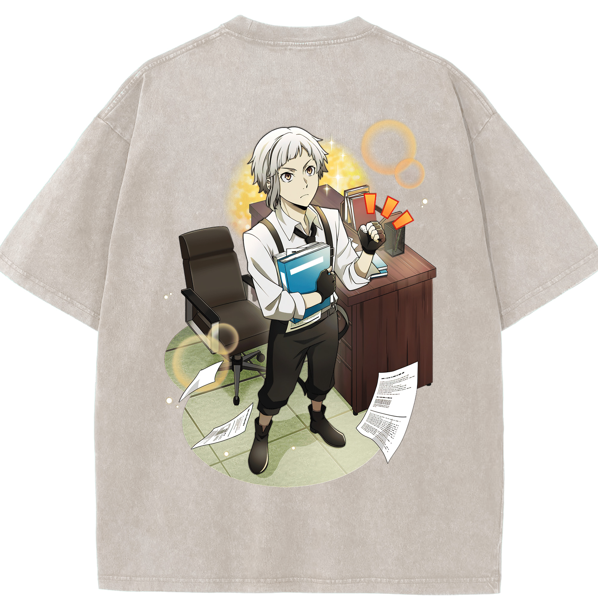（画像用） 文豪ストレイドッグス Bungo Stray Dogs 綿100% ヴィンテージ風 半袖Tシャツ（背面プリント）