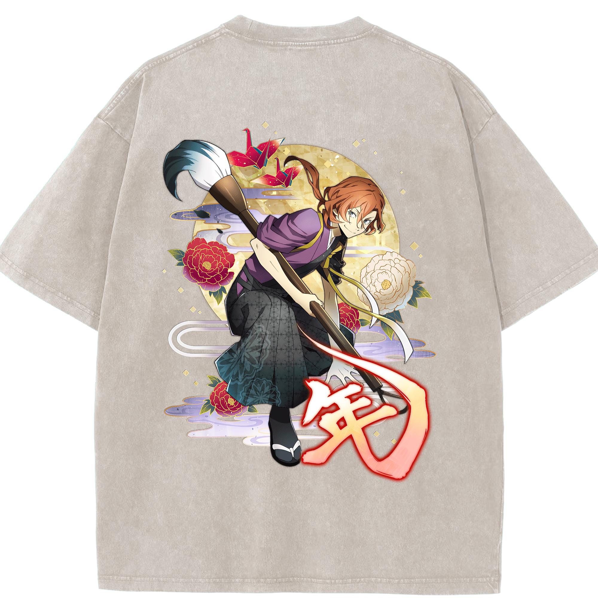 （画像用） 文豪ストレイドッグス Bungo Stray Dogs 綿100% ヴィンテージ風 半袖Tシャツ（背面プリント）