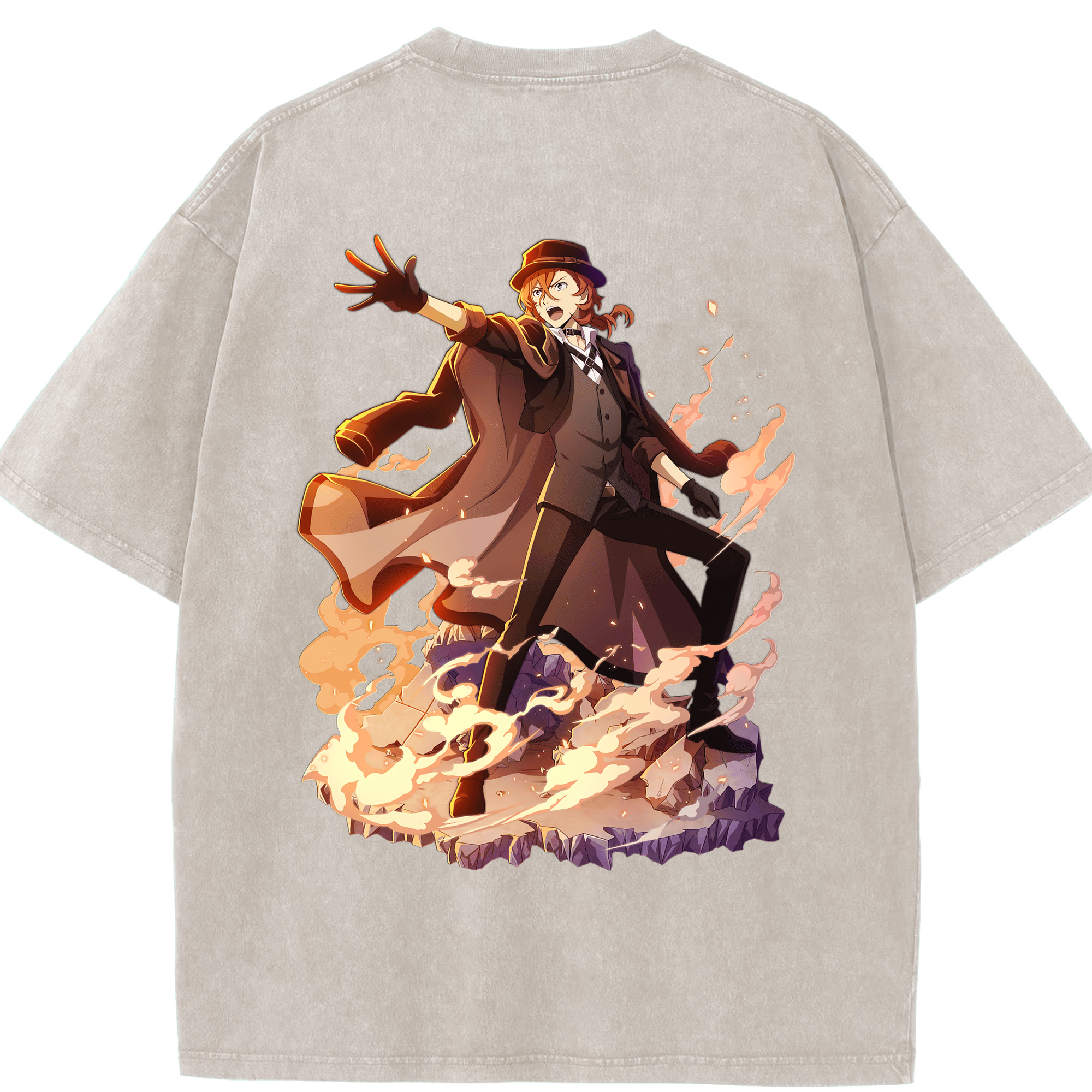 （画像用） 文豪ストレイドッグス Bungo Stray Dogs 綿100% ヴィンテージ風 半袖Tシャツ（背面プリント）
