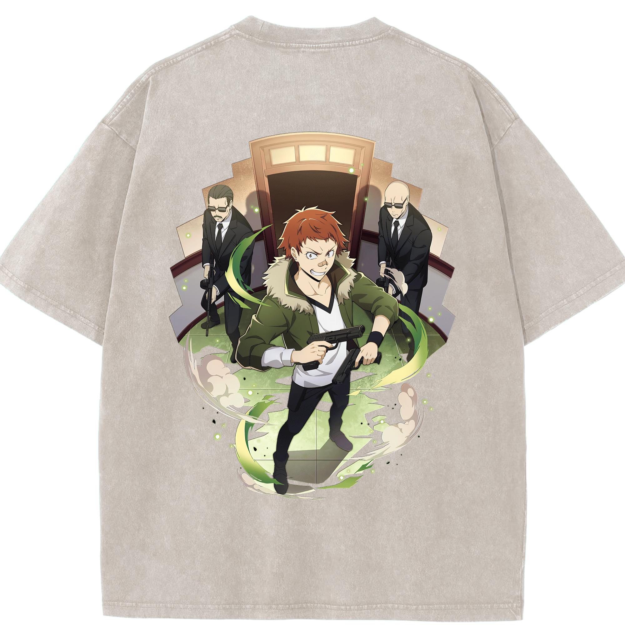 （画像用） 文豪ストレイドッグス Bungo Stray Dogs 綿100% ヴィンテージ風 半袖Tシャツ（背面プリント）