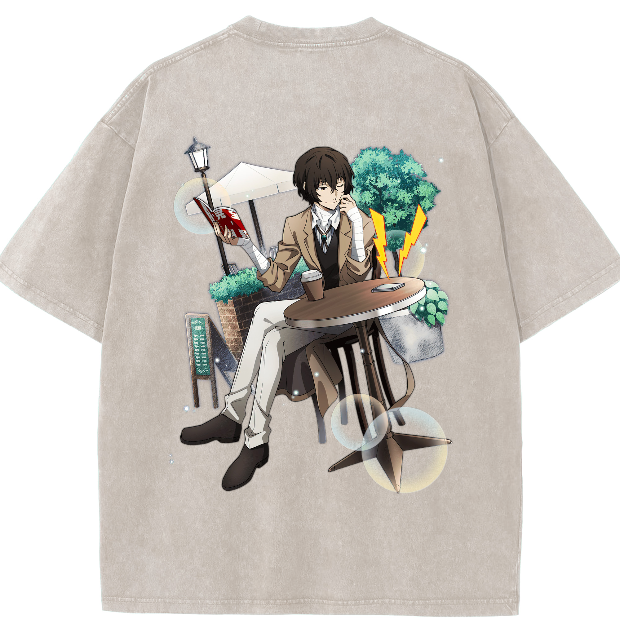 （画像用） 文豪ストレイドッグス Bungo Stray Dogs 綿100% ヴィンテージ風 半袖Tシャツ（背面プリント）