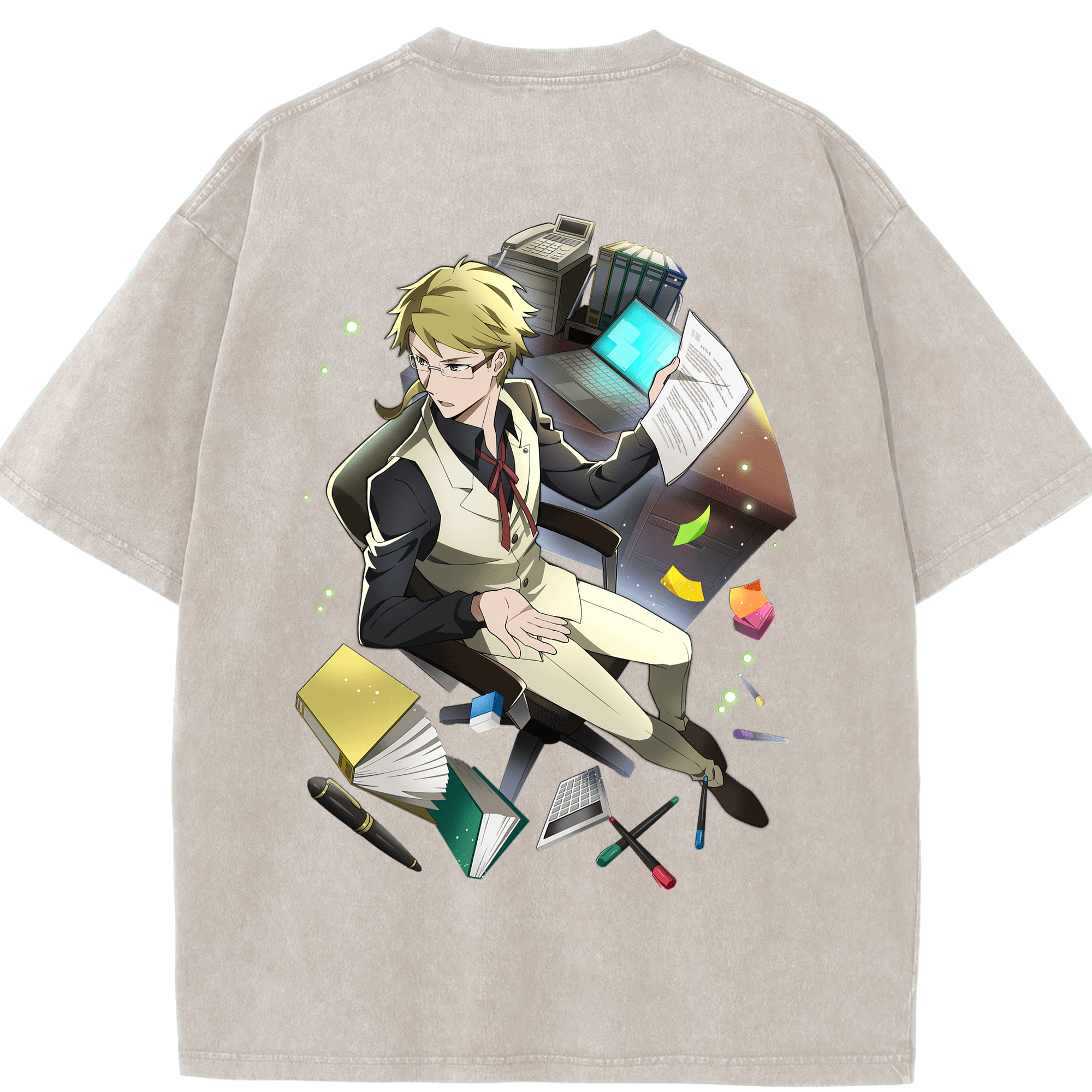 （画像用） 文豪ストレイドッグス Bungo Stray Dogs 綿100% ヴィンテージ風 半袖Tシャツ（背面プリント）
