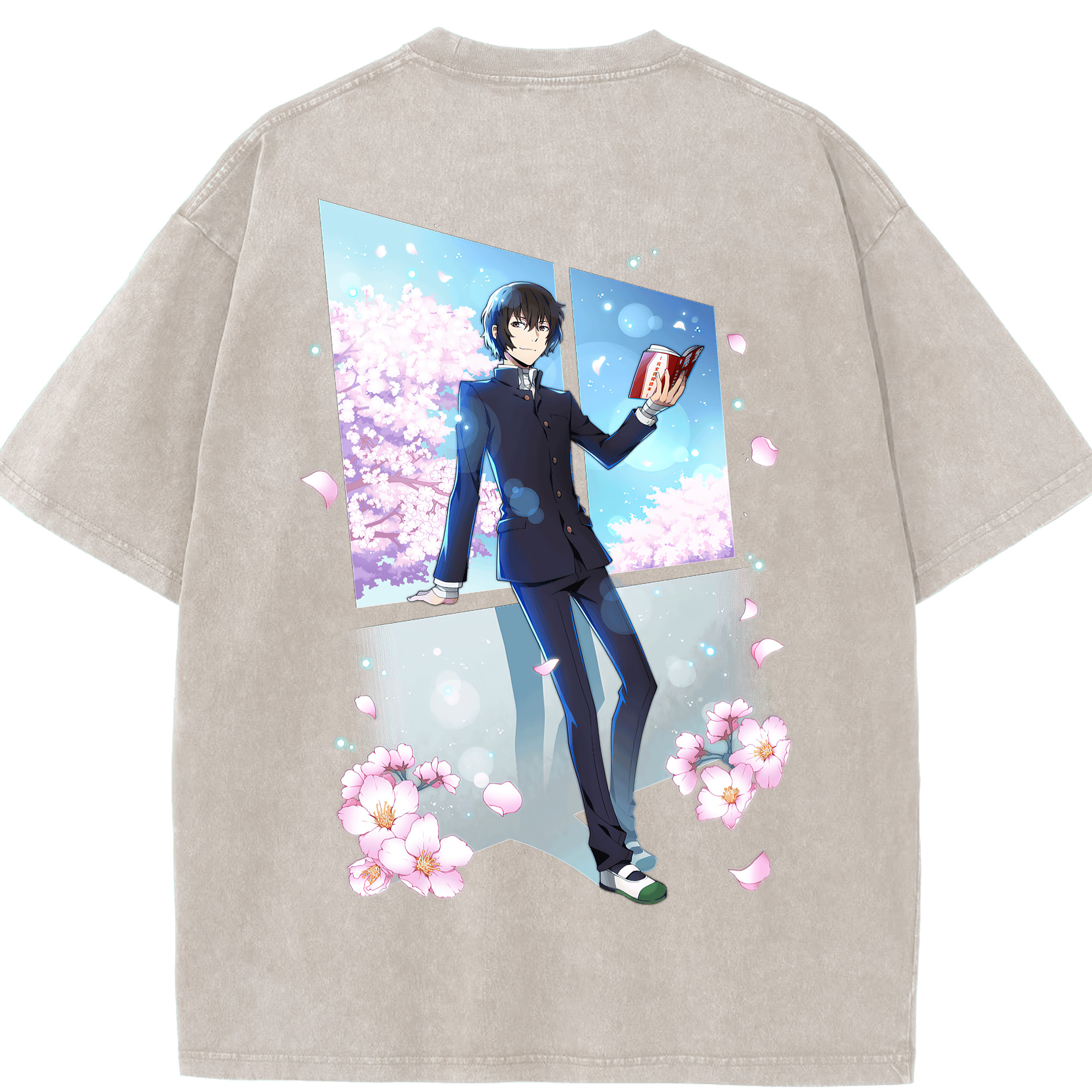 （画像用） 文豪ストレイドッグス Bungo Stray Dogs 綿100% ヴィンテージ風 半袖Tシャツ（背面プリント）
