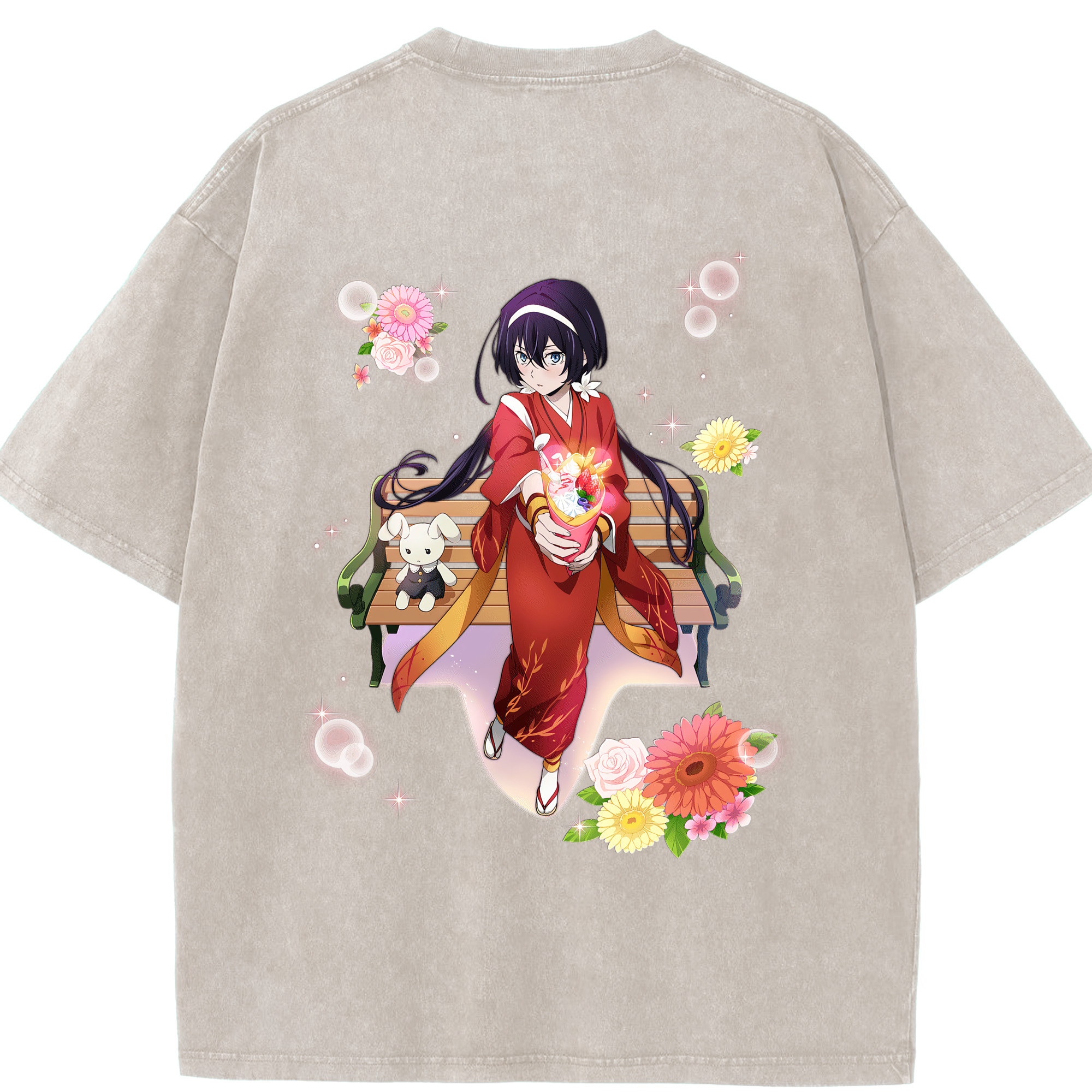 （画像用） 文豪ストレイドッグス Bungo Stray Dogs 綿100% ヴィンテージ風 半袖Tシャツ（背面プリント）