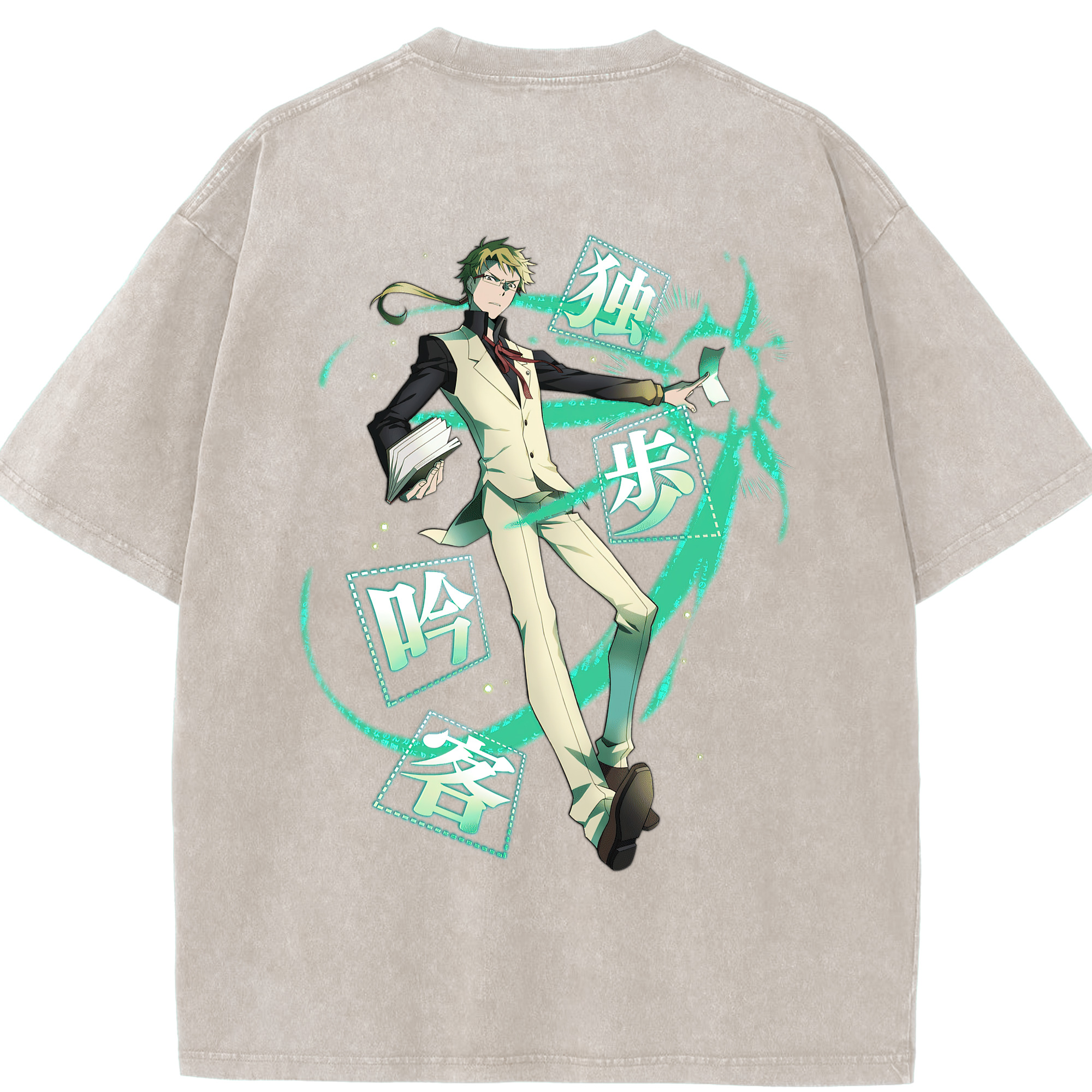 （画像用） 文豪ストレイドッグス Bungo Stray Dogs 綿100% ヴィンテージ風 半袖Tシャツ（背面プリント）