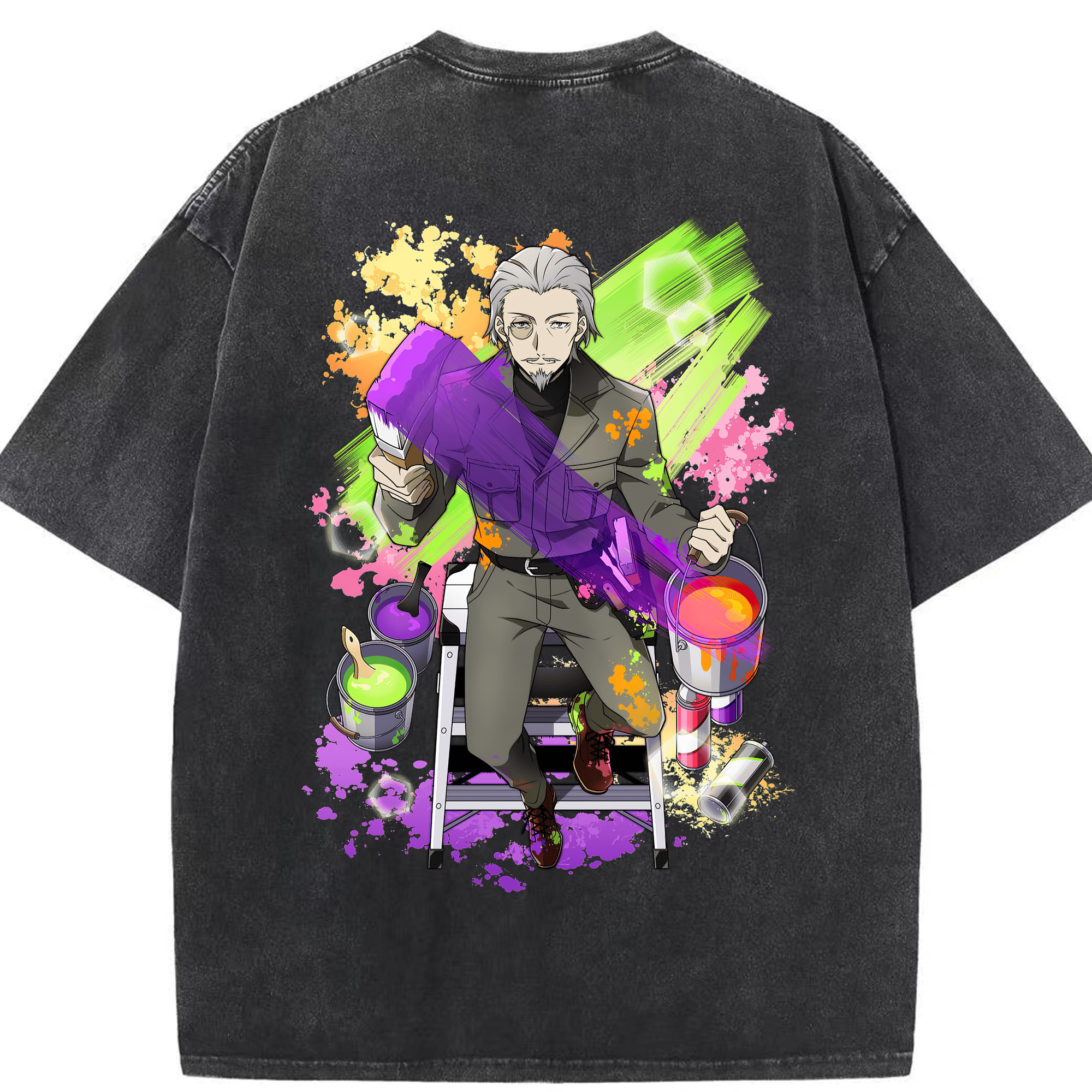 （画像用） 文豪ストレイドッグス Bungo Stray Dogs 綿100% ヴィンテージ風 半袖Tシャツ（背面プリント）