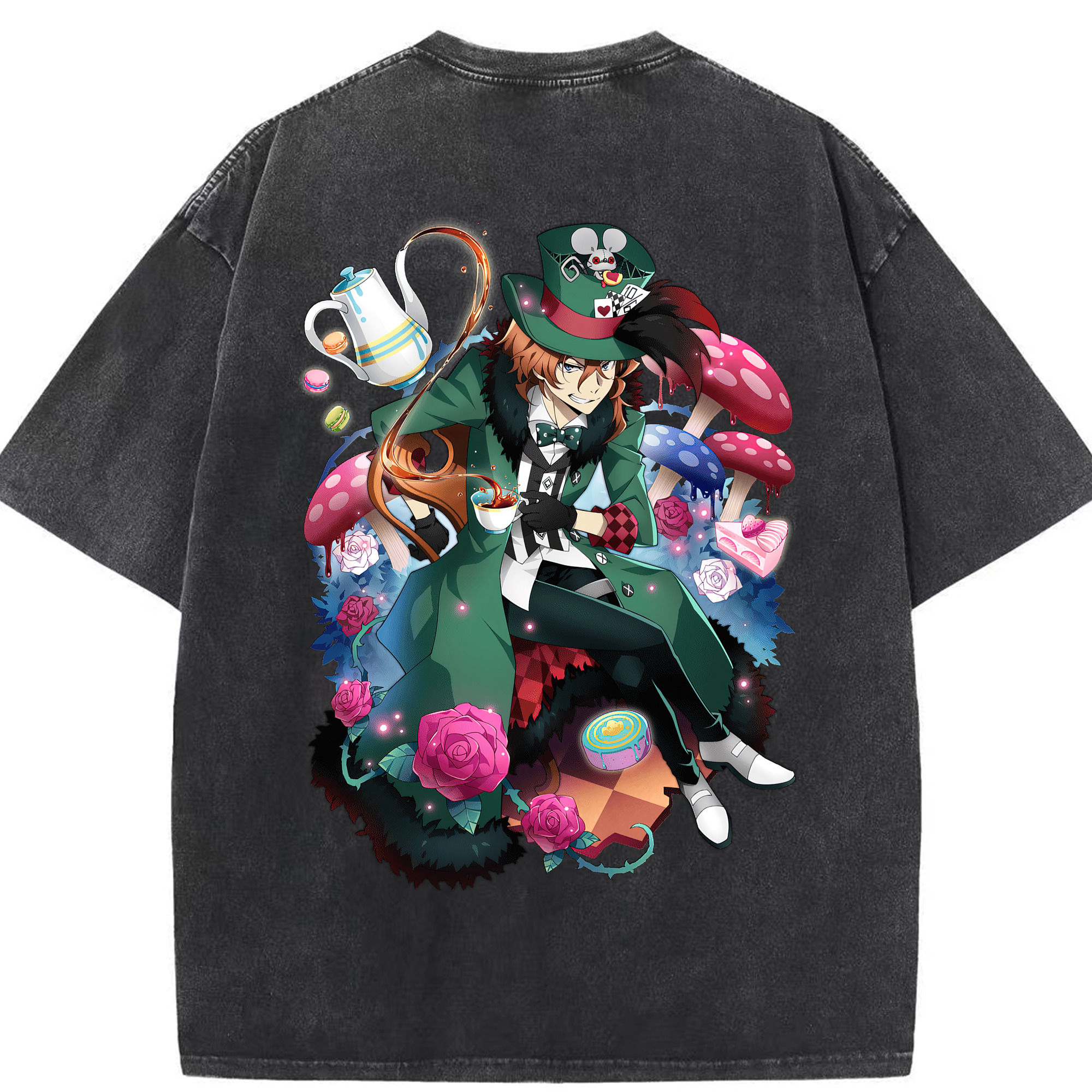 （画像用） 文豪ストレイドッグス Bungo Stray Dogs 綿100% ヴィンテージ風 半袖Tシャツ（背面プリント）
