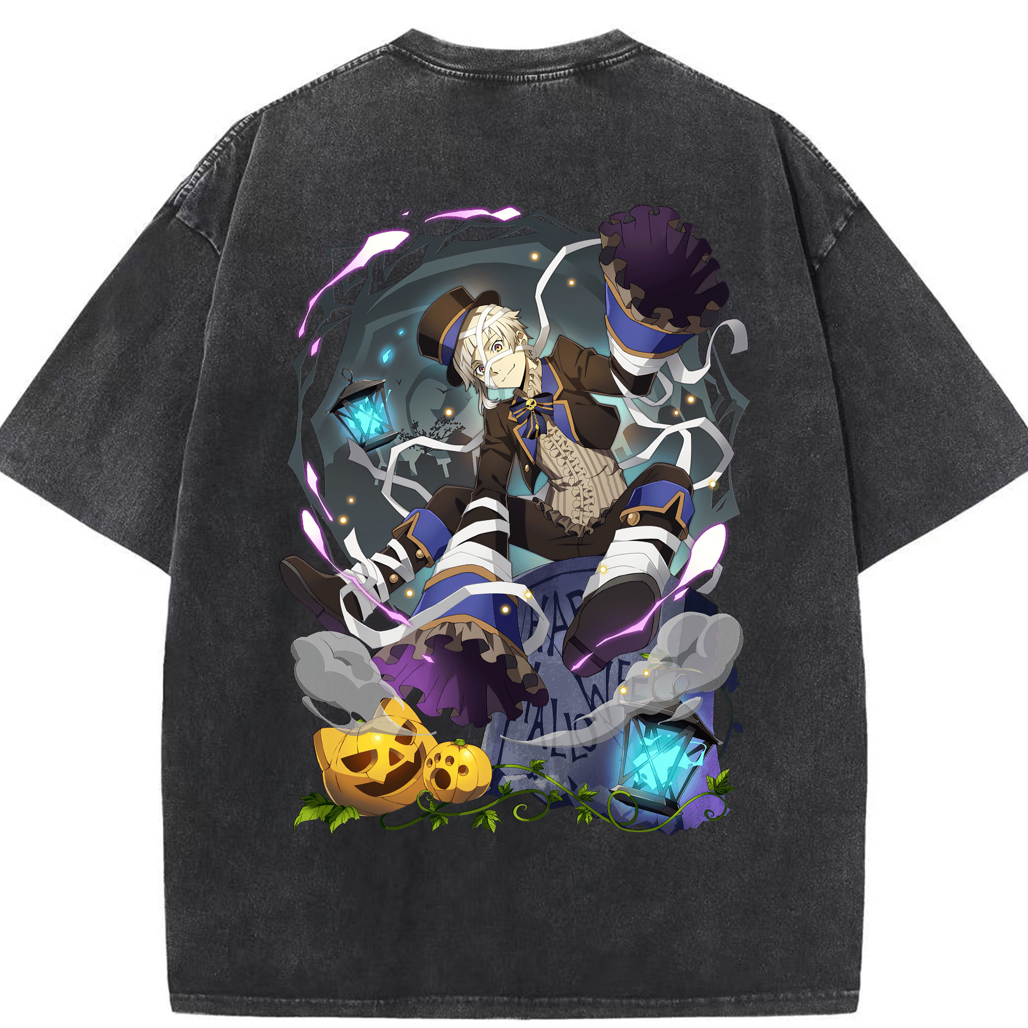 （画像用） 文豪ストレイドッグス Bungo Stray Dogs 綿100% ヴィンテージ風 半袖Tシャツ（背面プリント）