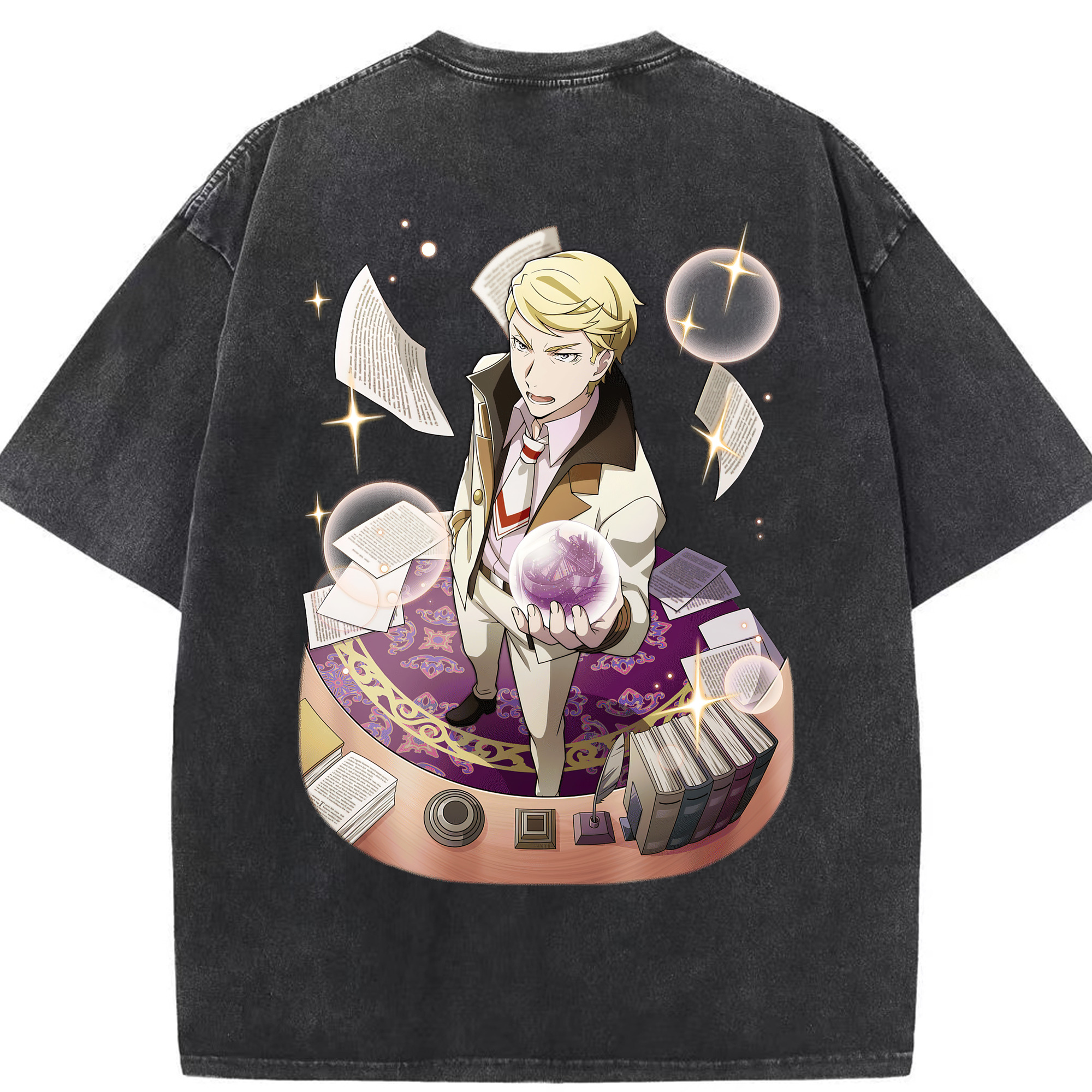 （画像用） 文豪ストレイドッグス Bungo Stray Dogs 綿100% ヴィンテージ風 半袖Tシャツ（背面プリント）