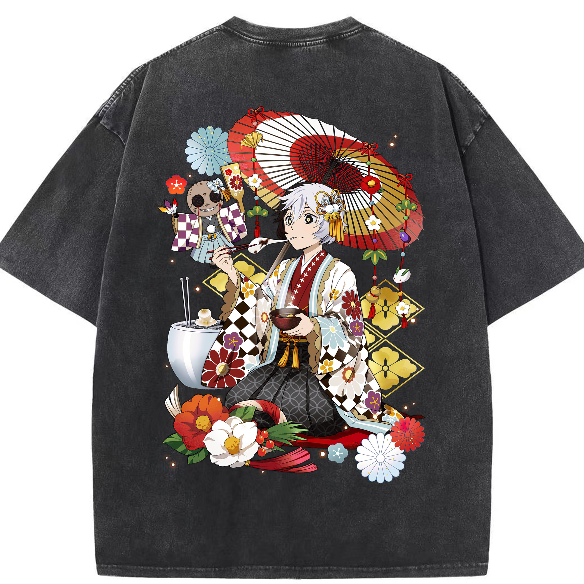 （画像用） 文豪ストレイドッグス Bungo Stray Dogs 綿100% ヴィンテージ風 半袖Tシャツ（背面プリント）