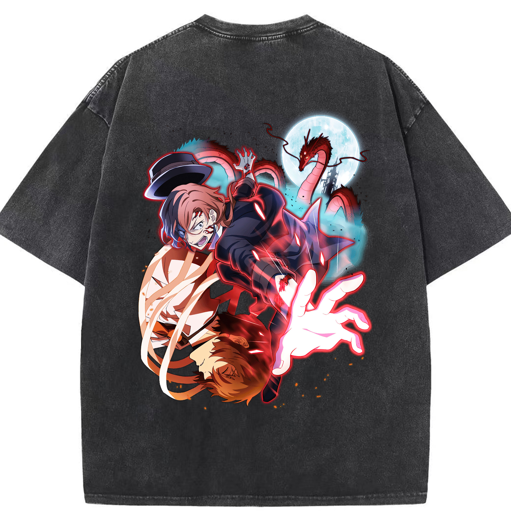 （画像用） 文豪ストレイドッグス Bungo Stray Dogs 綿100% ヴィンテージ風 半袖Tシャツ（背面プリント）
