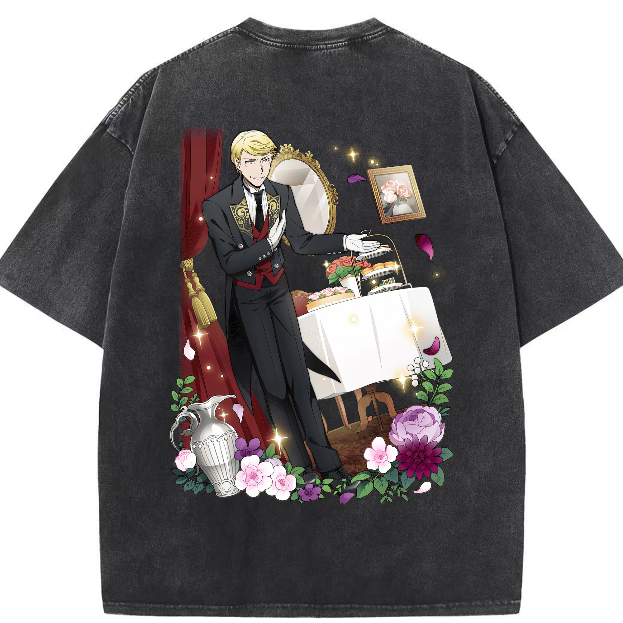 （画像用） 文豪ストレイドッグス Bungo Stray Dogs 綿100% ヴィンテージ風 半袖Tシャツ（背面プリント）