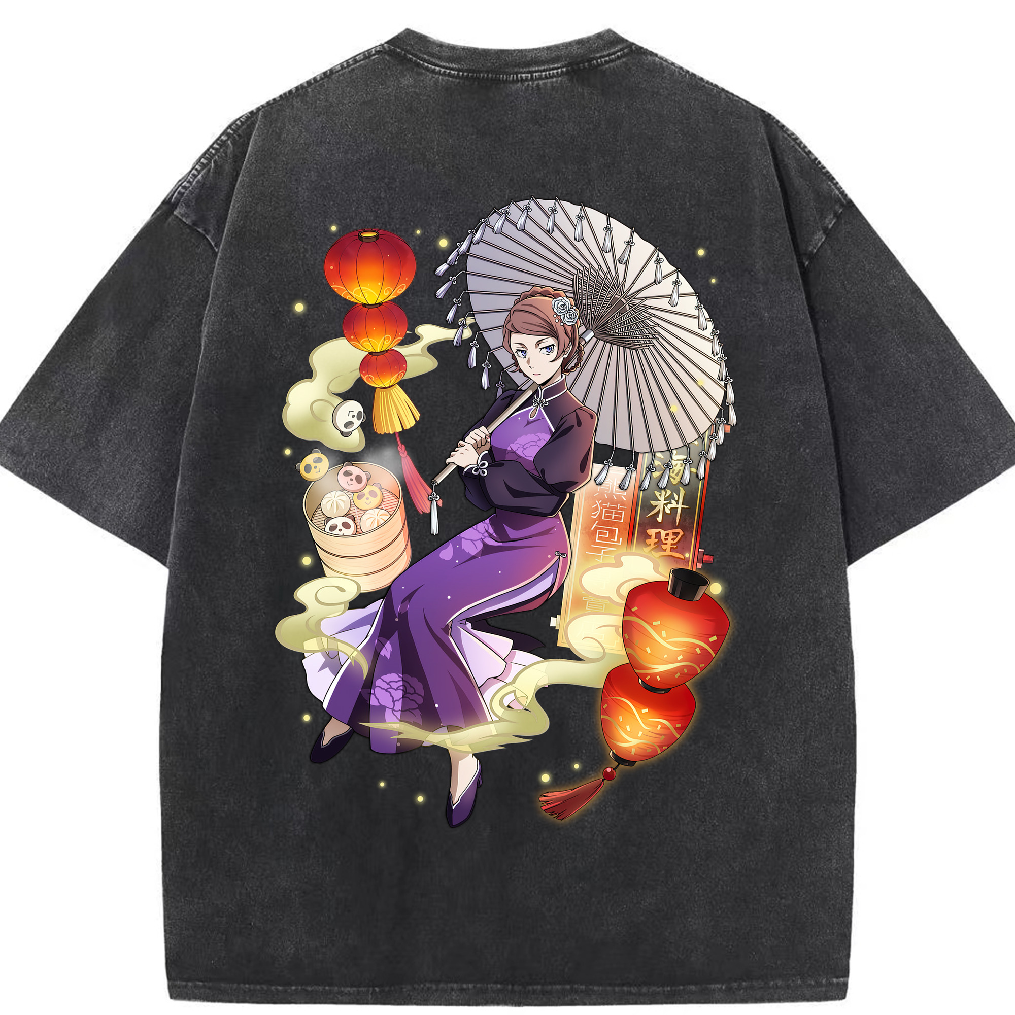 （画像用） 文豪ストレイドッグス Bungo Stray Dogs 綿100% ヴィンテージ風 半袖Tシャツ（背面プリント）