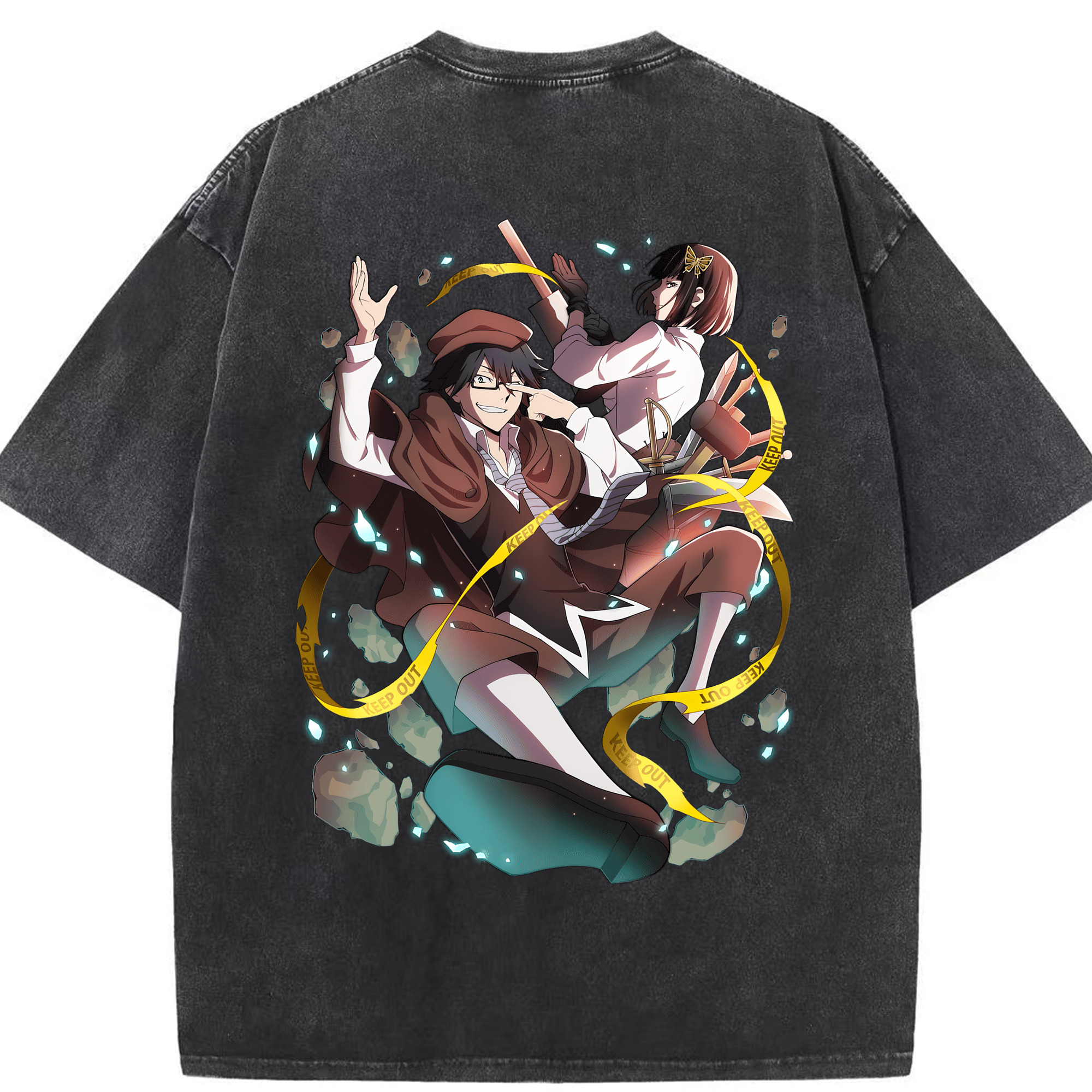 （画像用） 文豪ストレイドッグス Bungo Stray Dogs 綿100% ヴィンテージ風 半袖Tシャツ（背面プリント）