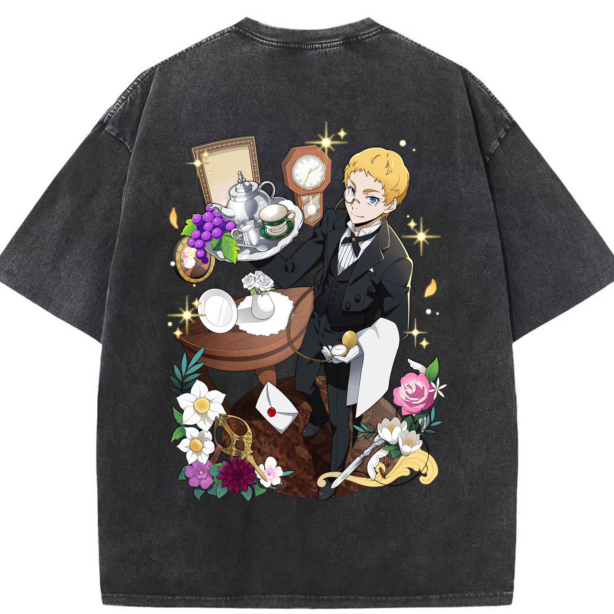 （画像用） 文豪ストレイドッグス Bungo Stray Dogs 綿100% ヴィンテージ風 半袖Tシャツ（背面プリント）